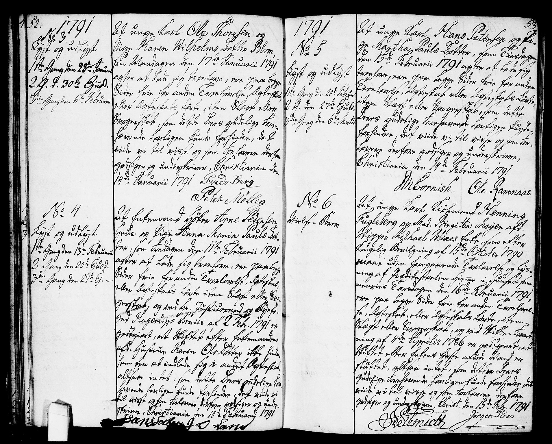 Oslo domkirke Kirkebøker, SAO/A-10752/L/La/L0010: Best man's statements no. 10, 1789-1807, p. 52-53