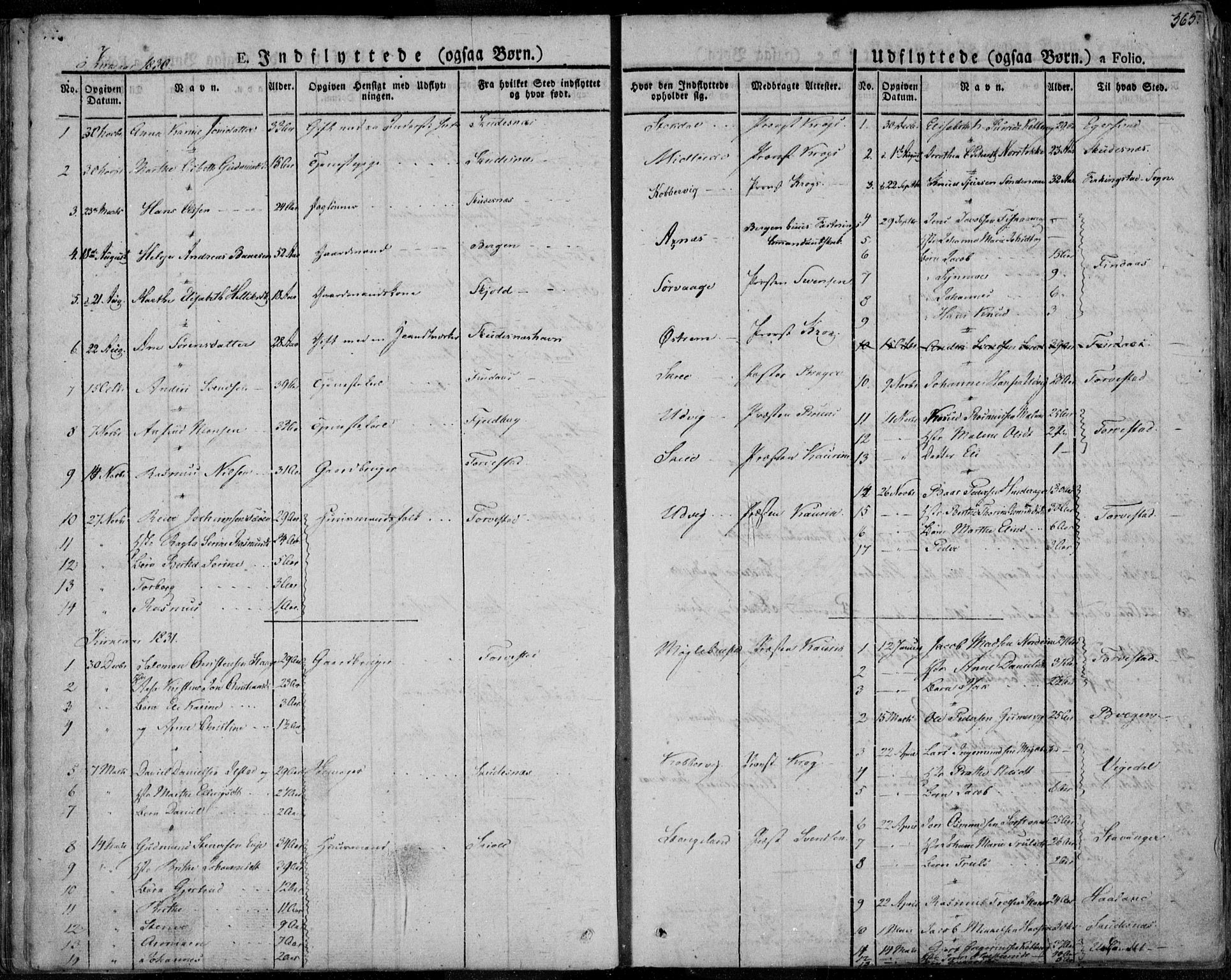 Avaldsnes sokneprestkontor, SAST/A -101851/H/Ha/Haa/L0005: Parish register (official) no. A 5.2, 1825-1841, p. 365