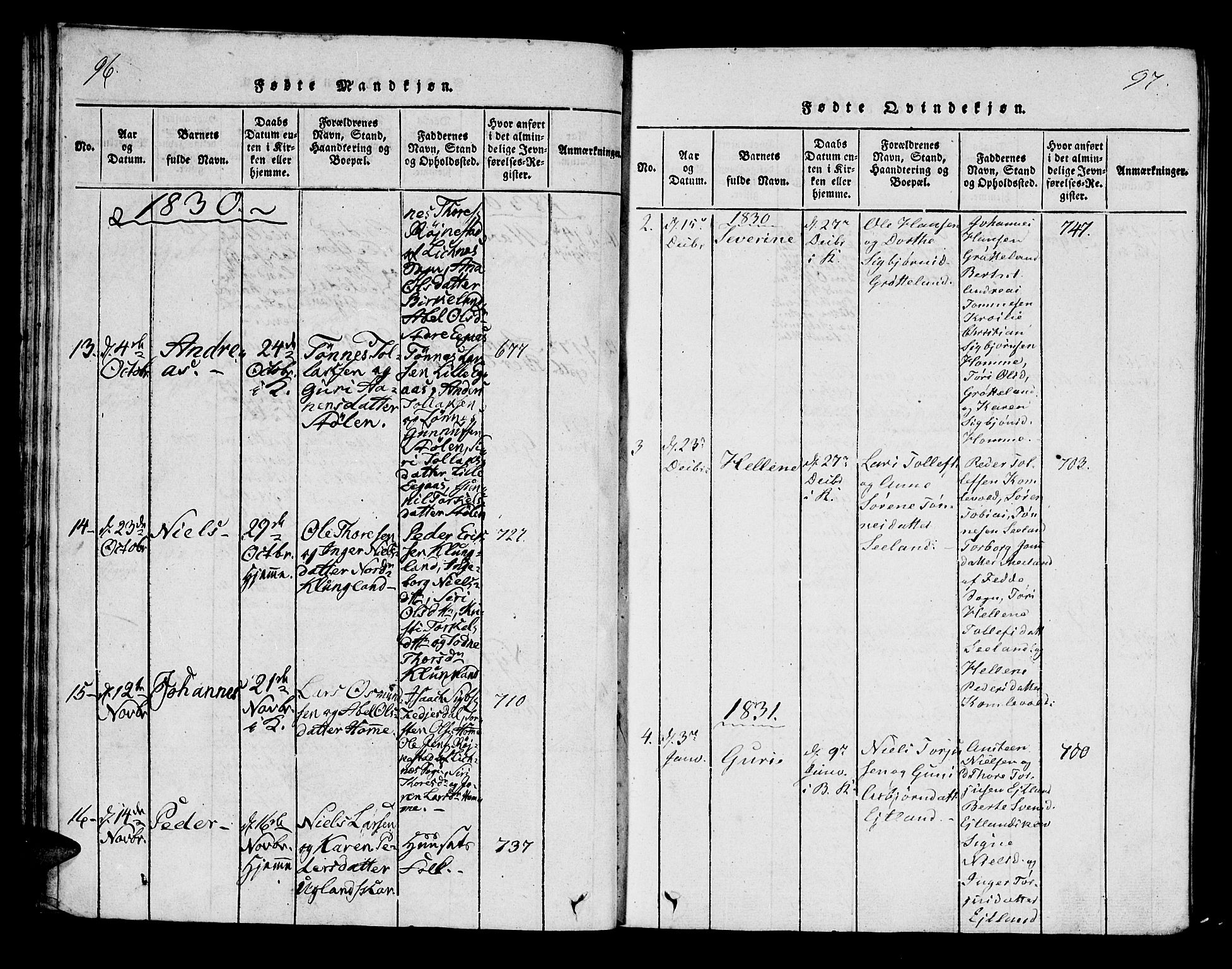 Bakke sokneprestkontor, SAK/1111-0002/F/Fa/Fab/L0001: Parish register (official) no. A 1, 1815-1835, p. 96-97