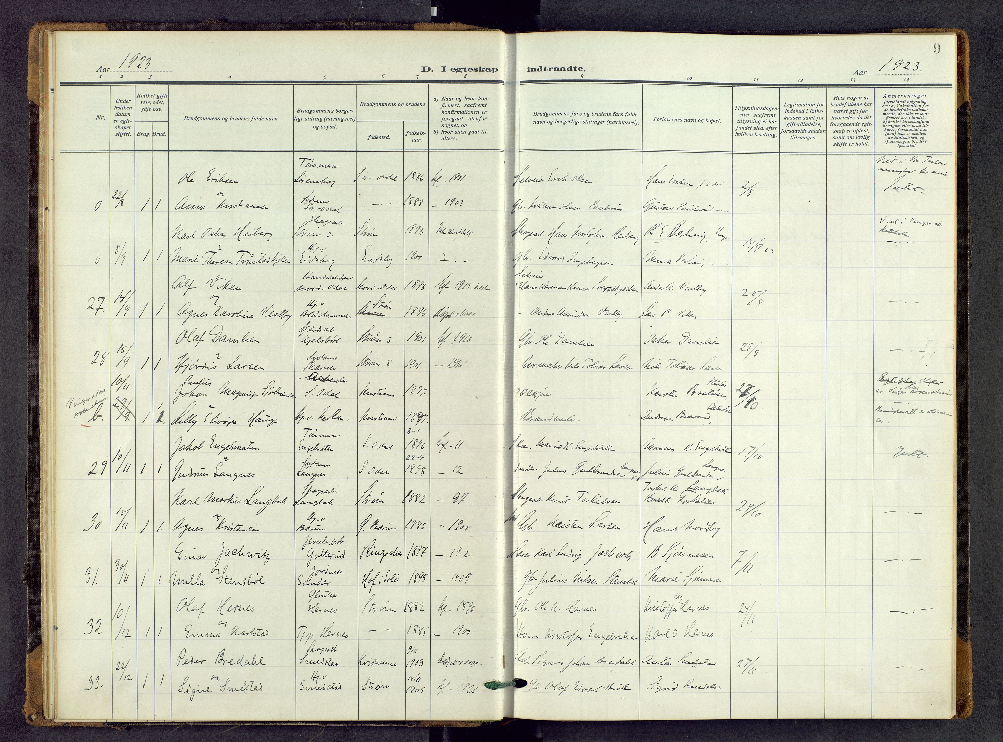 Sør-Odal prestekontor, AV/SAH-PREST-030/H/Ha/Haa/L0011: Parish register (official) no. 11, 1922-1945, p. 9