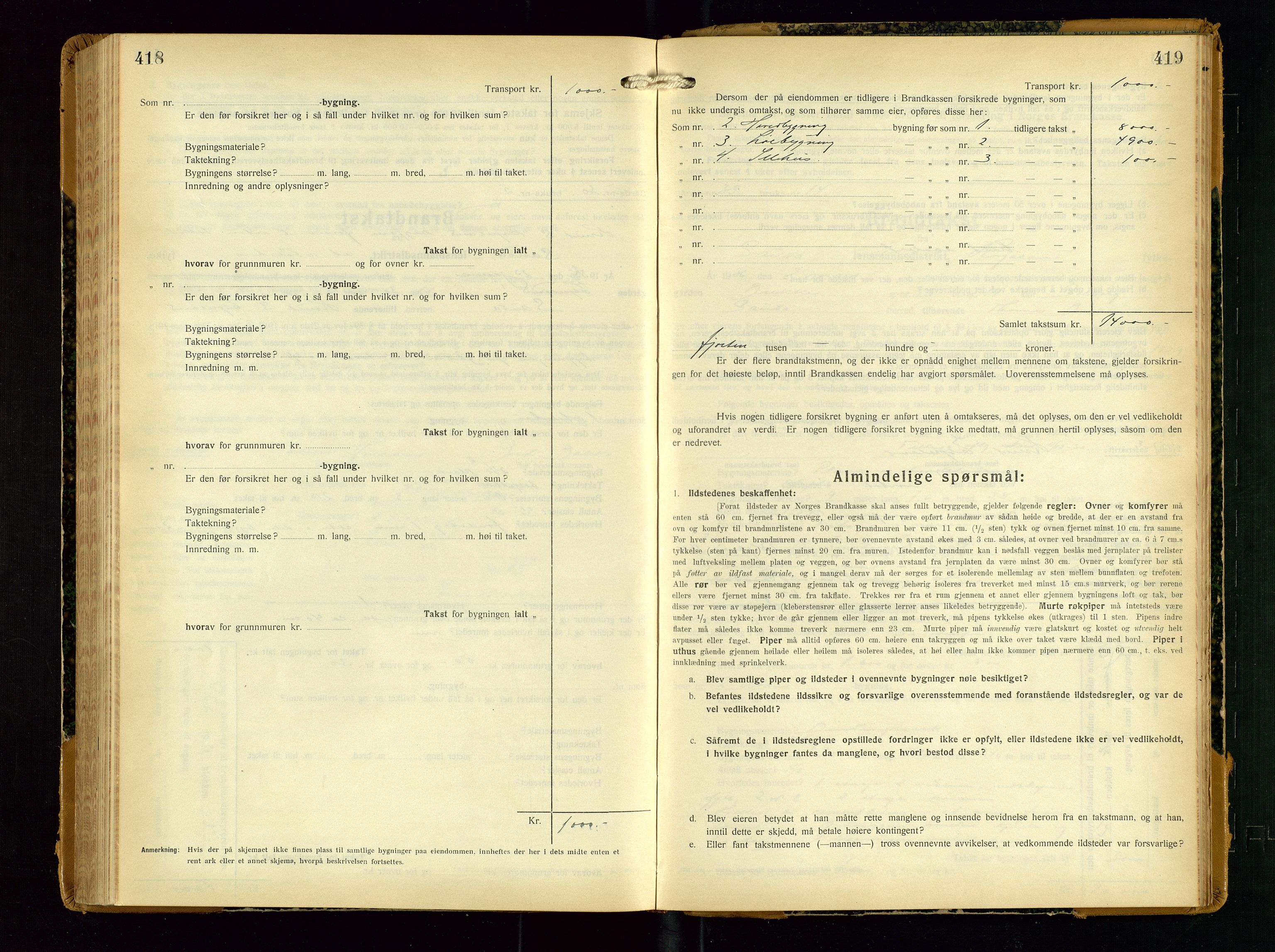 Sauda lensmannskontor, SAST/A-100177/Gob/L0003: Branntakstprotokoll - skjematakst, 1928-1936, p. 418-419