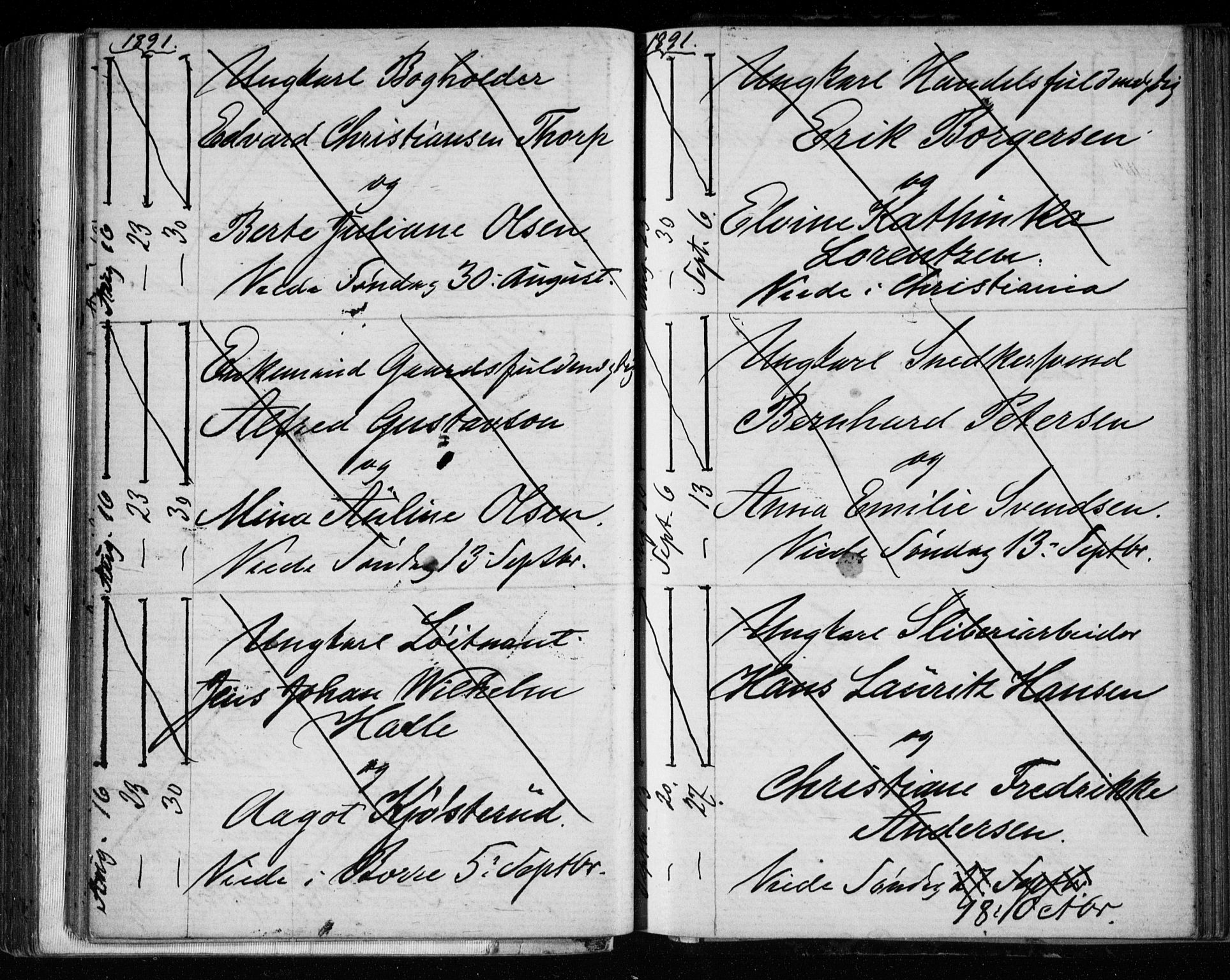 Bragernes kirkebøker, AV/SAKO-A-6/H/Ha/L0006: Banns register no. 6, 1873-1896