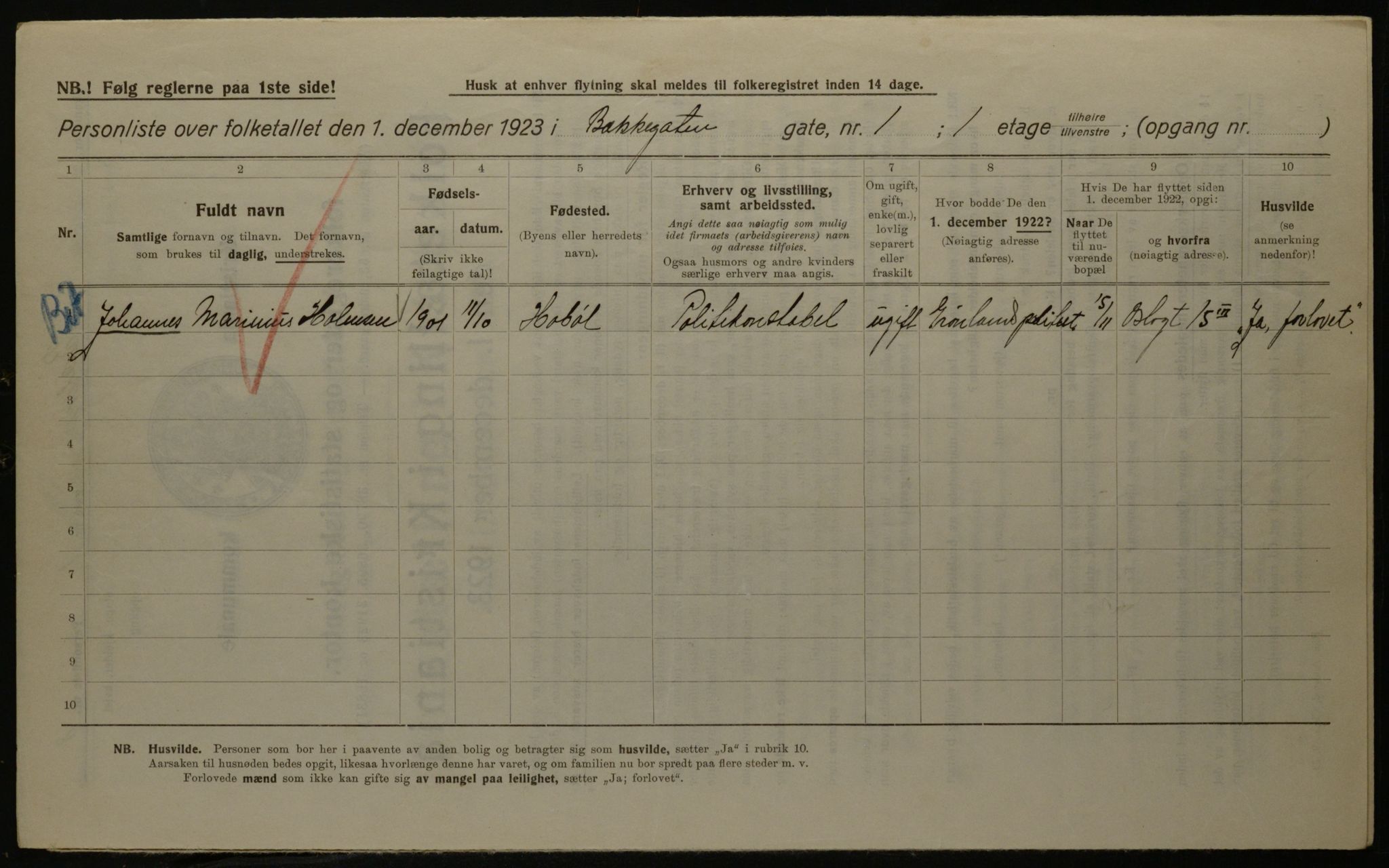 OBA, Municipal Census 1923 for Kristiania, 1923, p. 3223