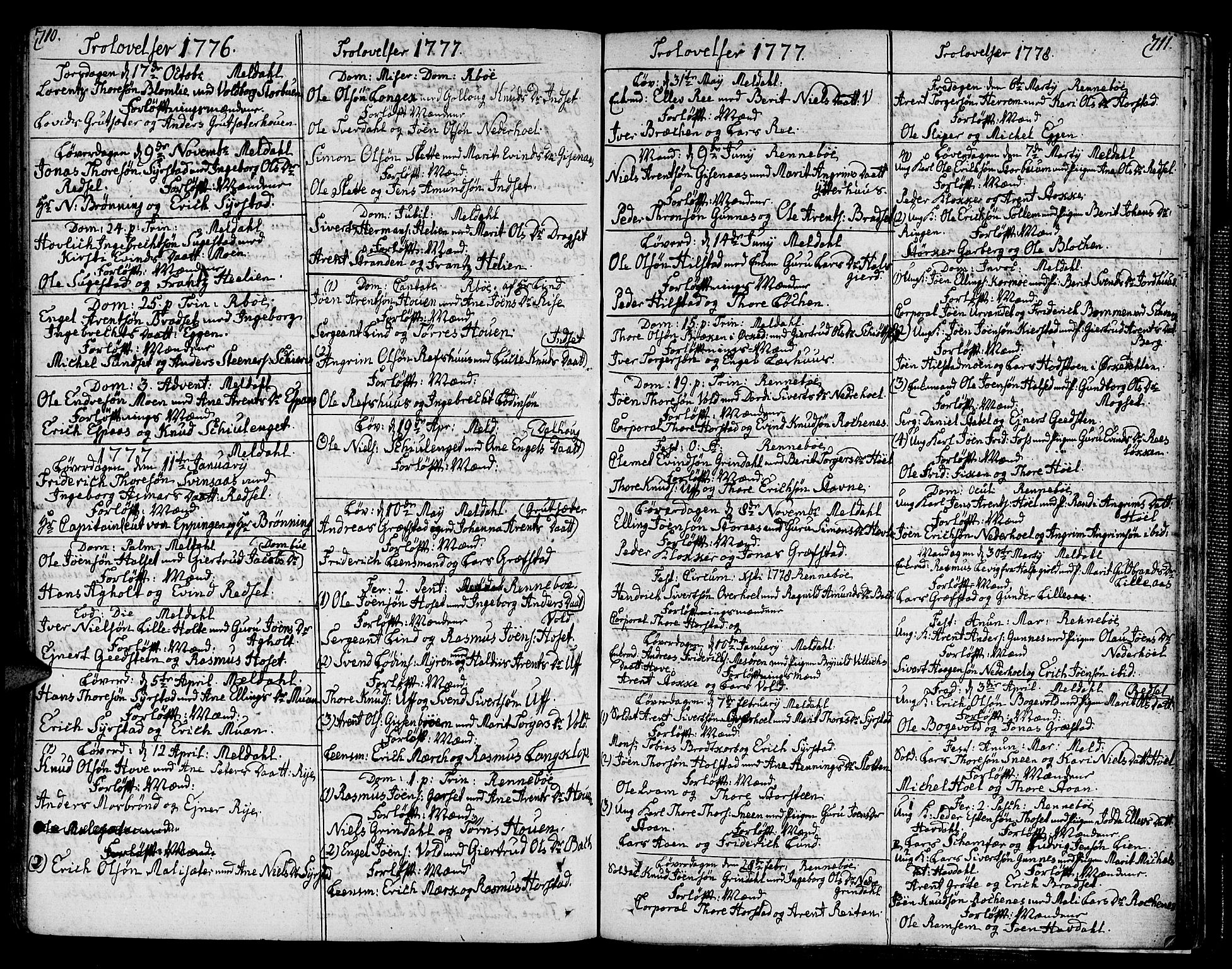 Ministerialprotokoller, klokkerbøker og fødselsregistre - Sør-Trøndelag, SAT/A-1456/672/L0852: Parish register (official) no. 672A05, 1776-1815, p. 710-711