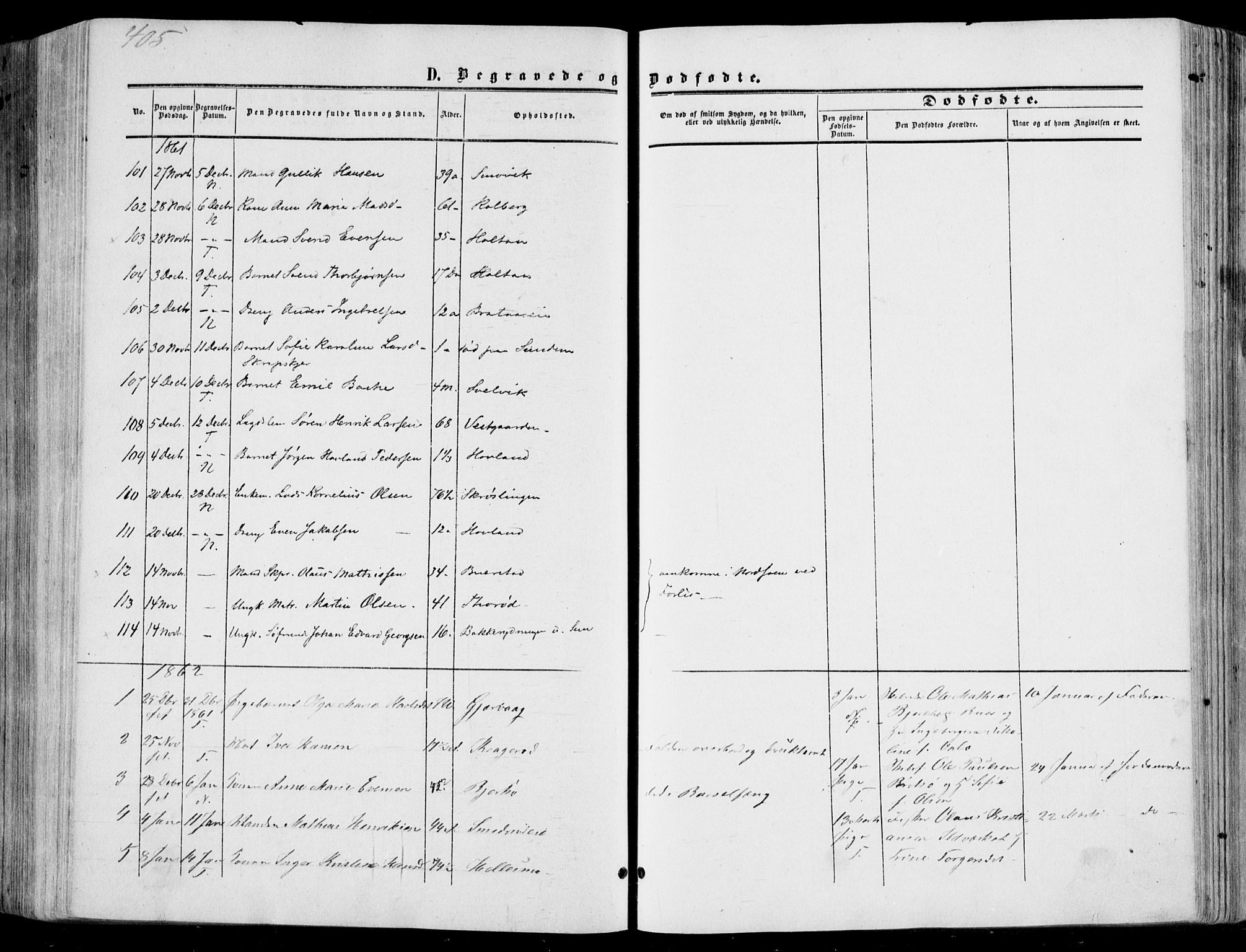 Nøtterøy kirkebøker, AV/SAKO-A-354/F/Fa/L0006: Parish register (official) no. I 6, 1852-1864, p. 405