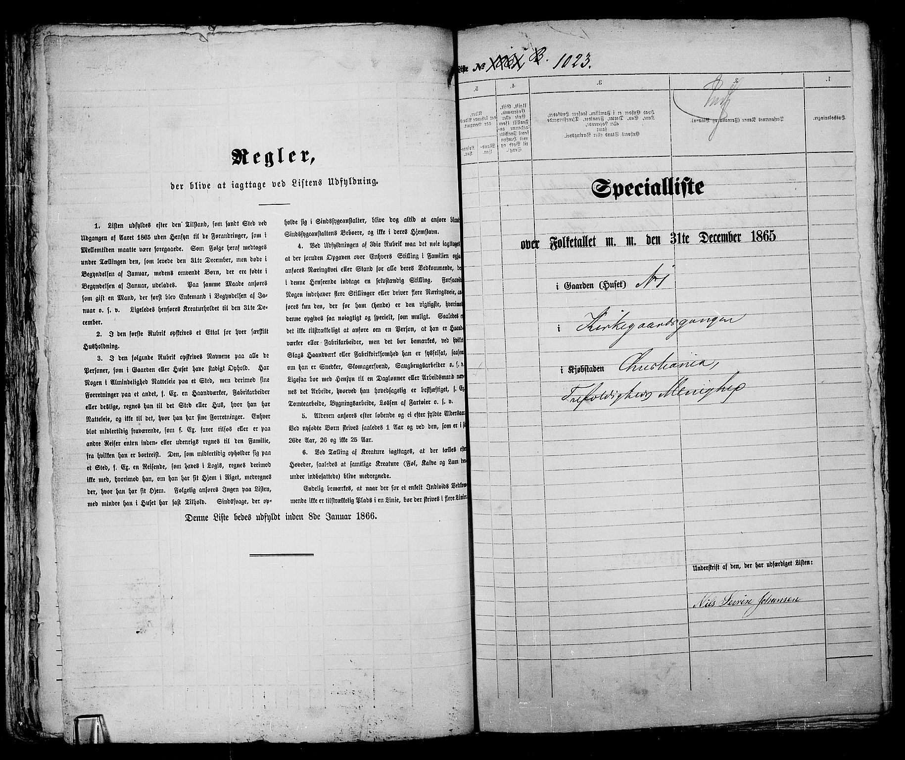 RA, 1865 census for Kristiania, 1865, p. 2320