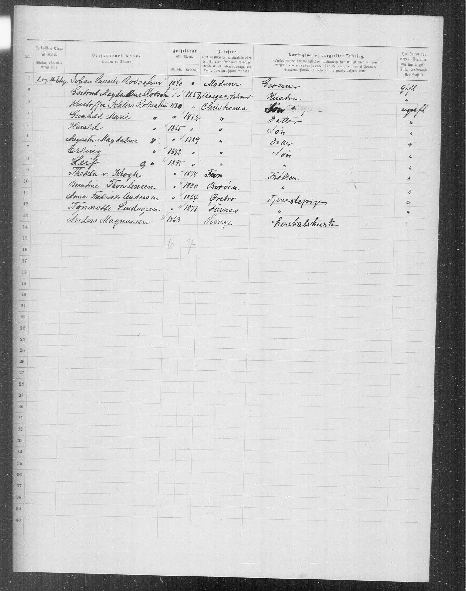 OBA, Municipal Census 1899 for Kristiania, 1899, p. 7181