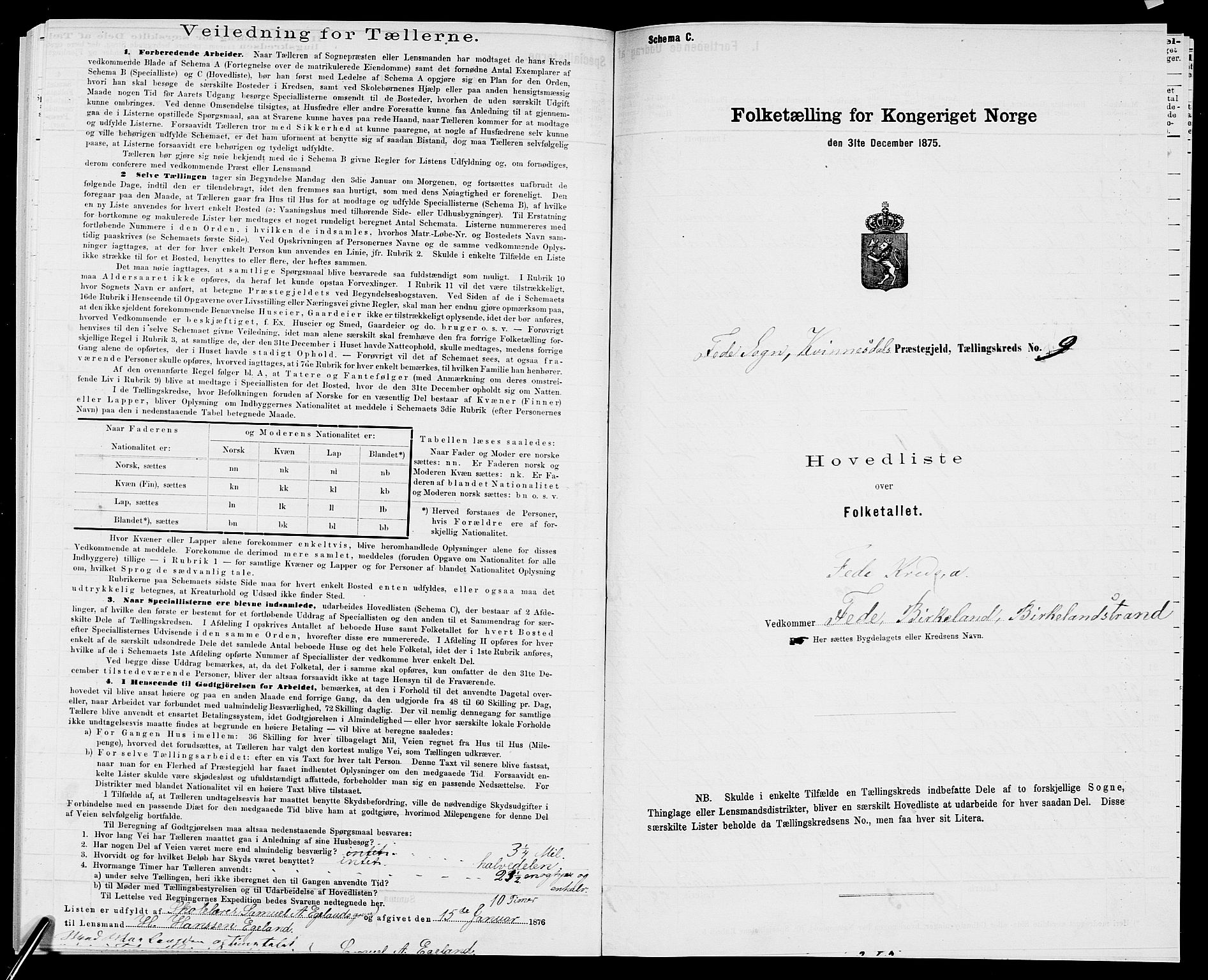 SAK, 1875 census for 1037P Kvinesdal, 1875, p. 71