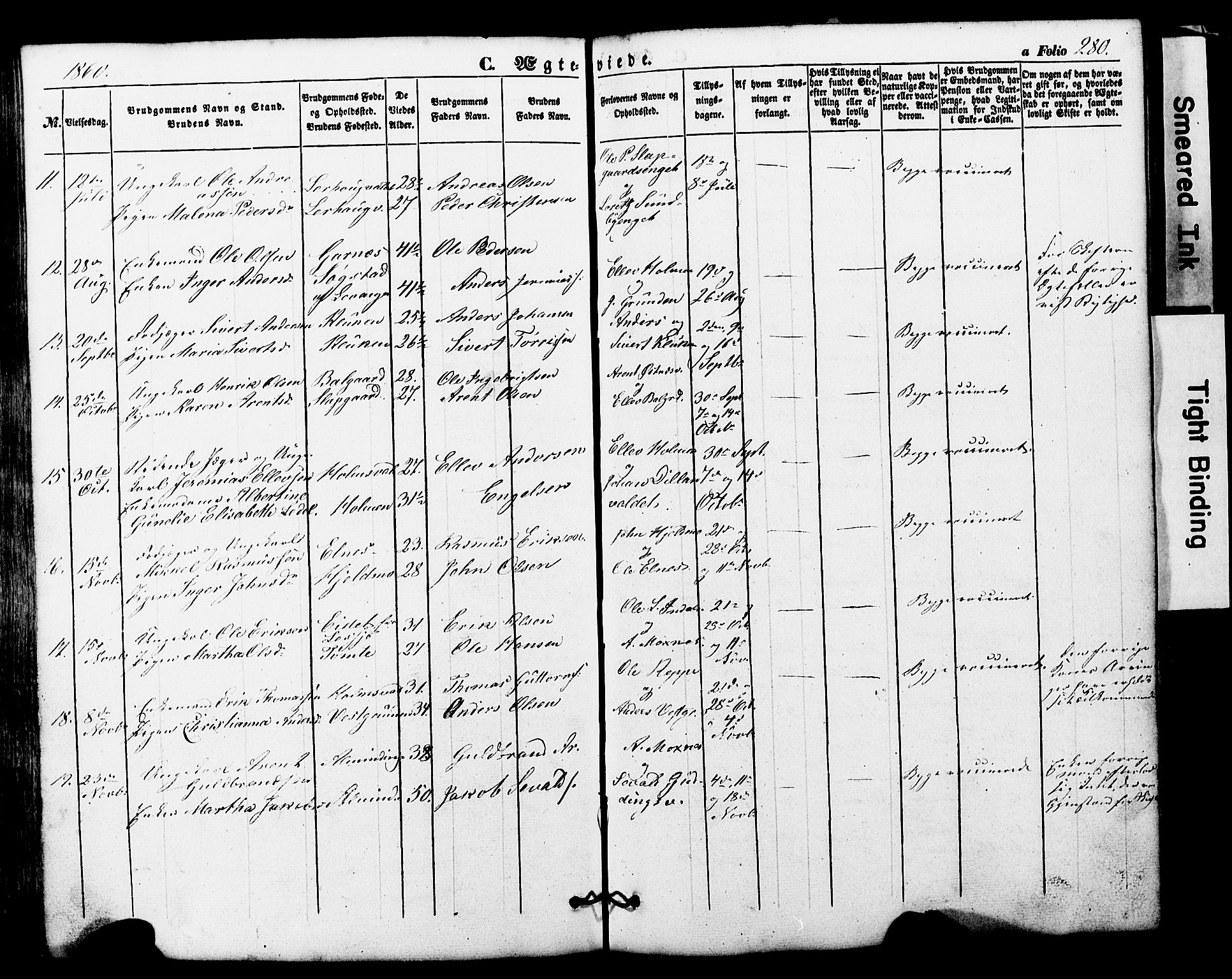 Ministerialprotokoller, klokkerbøker og fødselsregistre - Nord-Trøndelag, AV/SAT-A-1458/724/L0268: Parish register (copy) no. 724C04, 1846-1878, p. 280