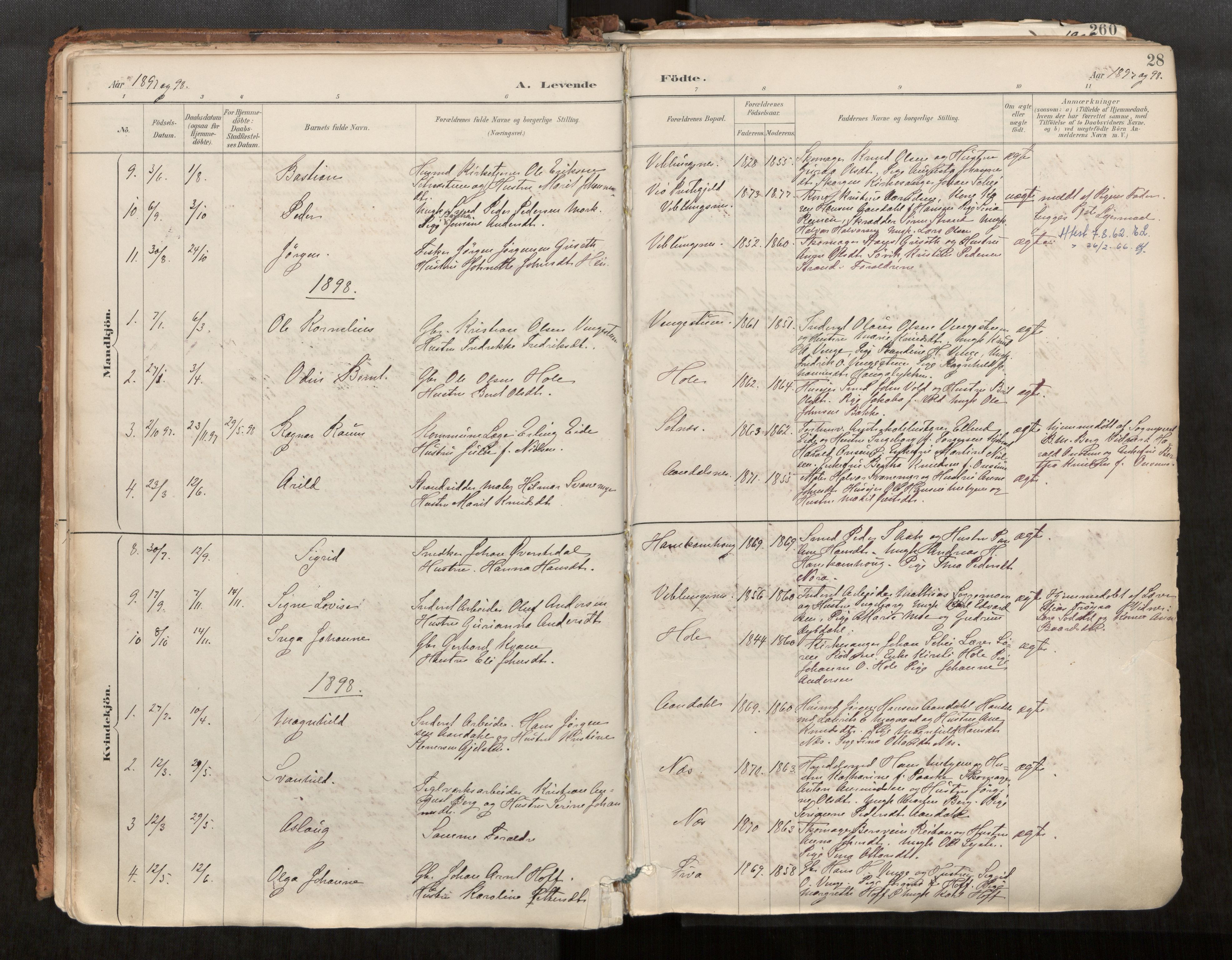 Ministerialprotokoller, klokkerbøker og fødselsregistre - Møre og Romsdal, SAT/A-1454/544/L0585: Parish register (official) no. 544A06, 1887-1924, p. 28