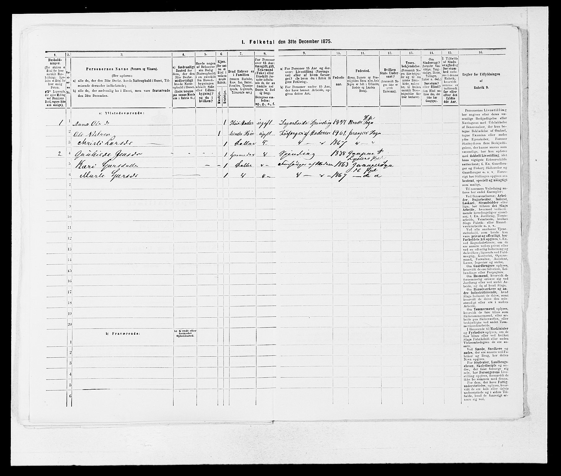 SAB, 1875 census for 1425P Hafslo, 1875, p. 813