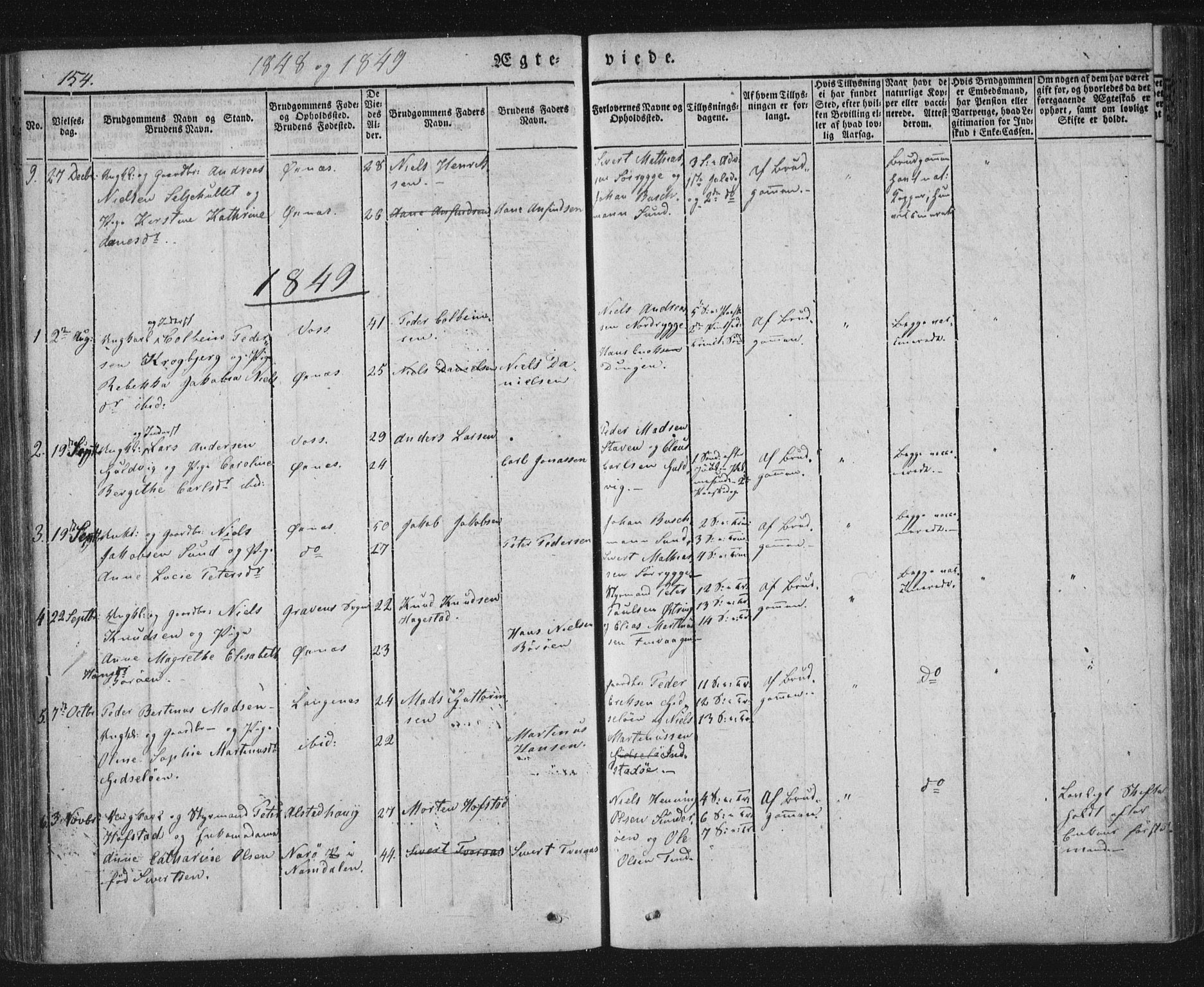 Ministerialprotokoller, klokkerbøker og fødselsregistre - Nordland, SAT/A-1459/893/L1332: Parish register (official) no. 893A05, 1841-1858, p. 154