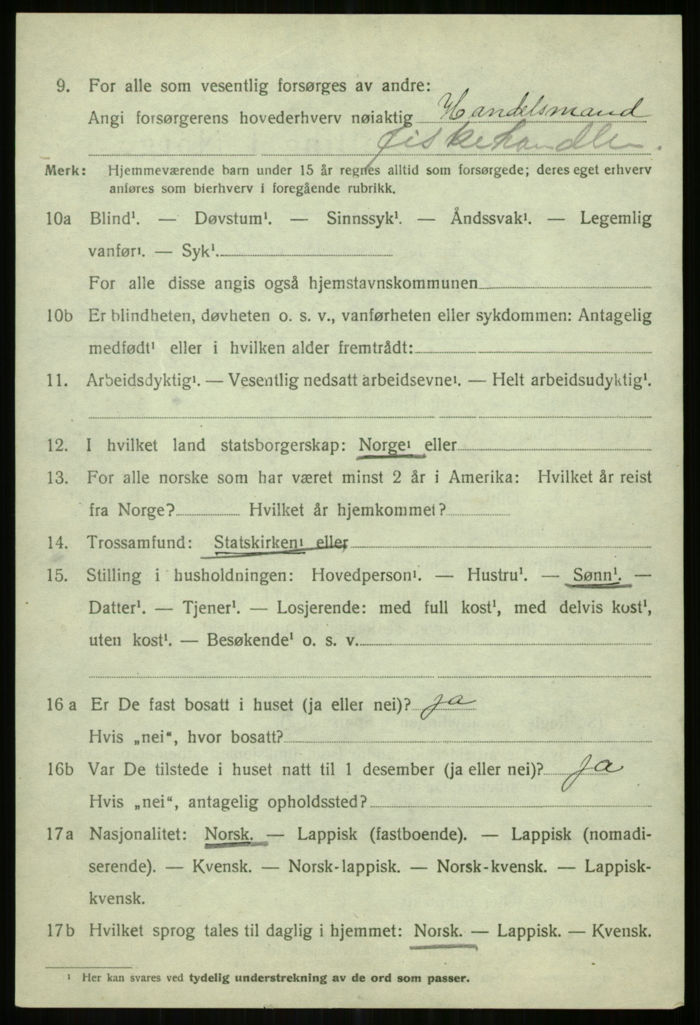 SATØ, 1920 census for Karlsøy, 1920, p. 4919