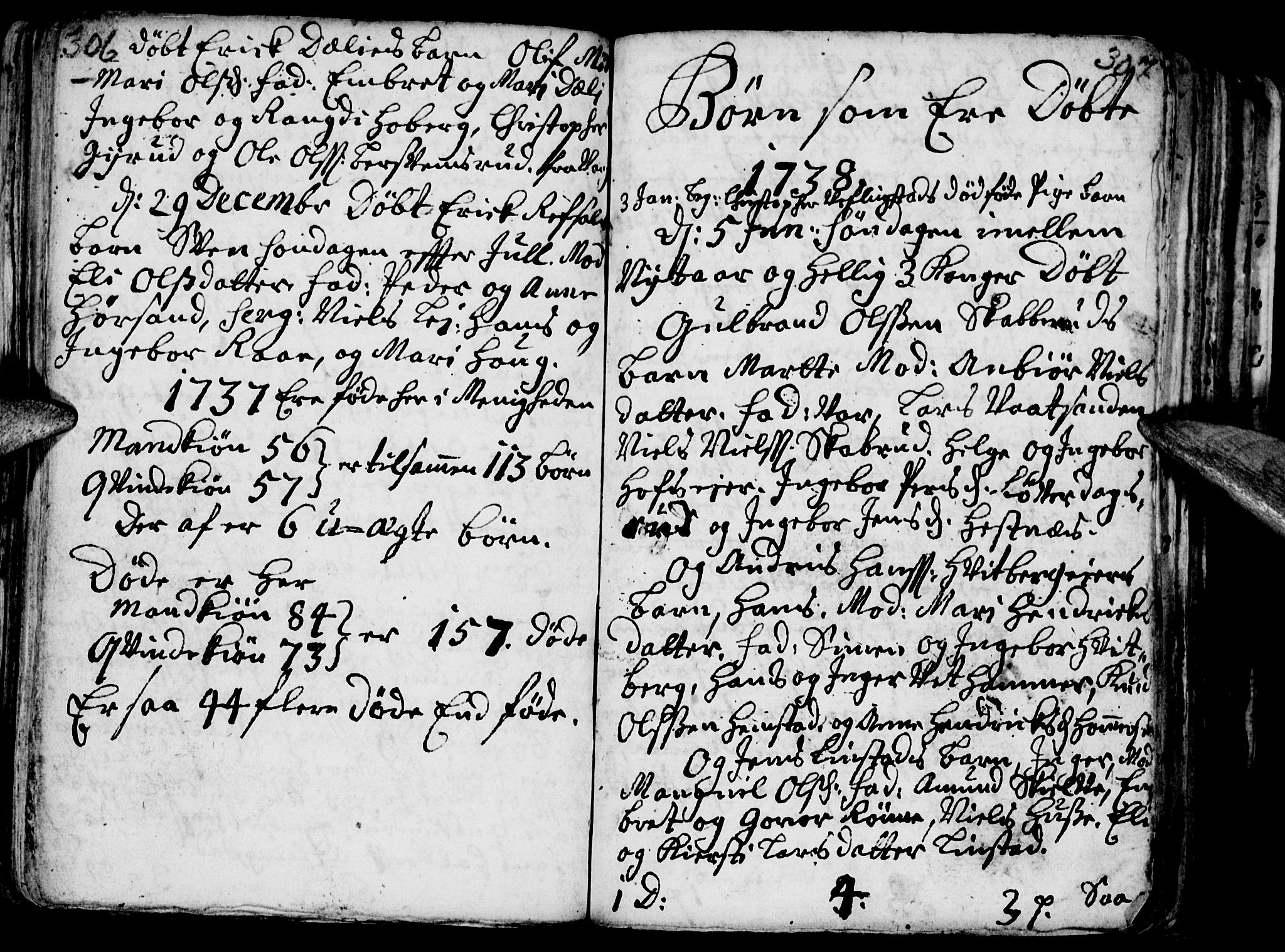Stange prestekontor, SAH/PREST-002/K/L0002: Parish register (official) no. 2, 1724-1740, p. 306-307