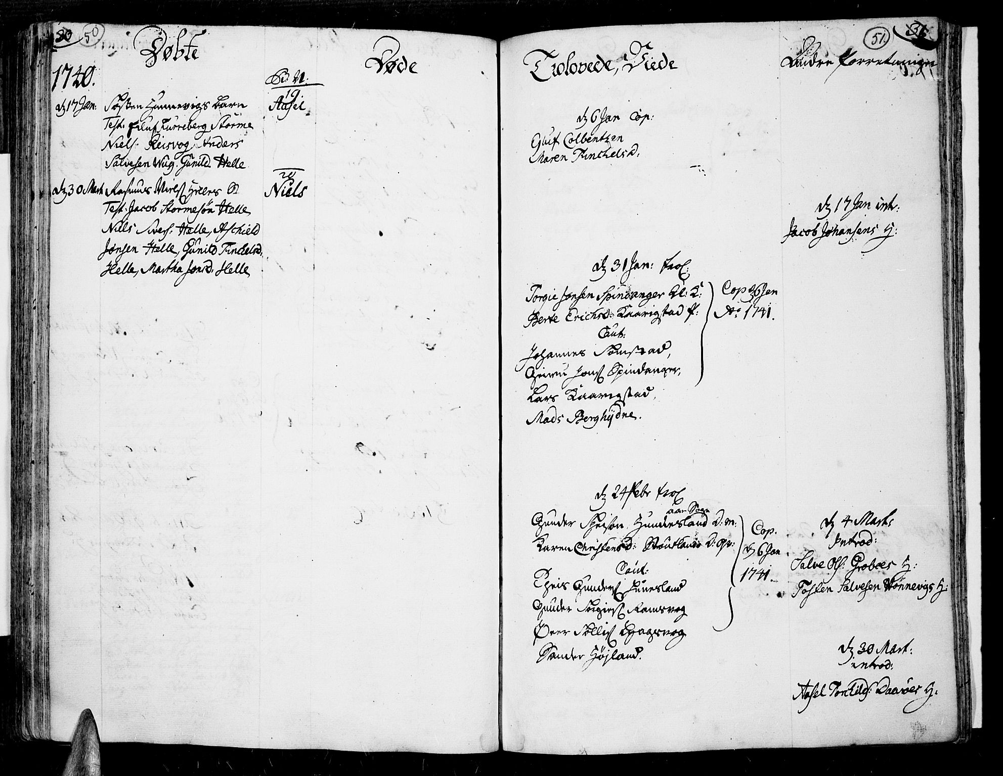 Lista sokneprestkontor, SAK/1111-0027/F/Fa/L0002: Parish register (official) no. A 2 /3, 1726-1751, p. 50-51