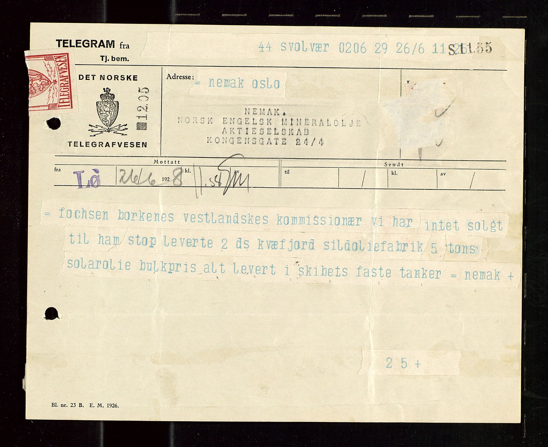 Pa 1521 - A/S Norske Shell, AV/SAST-A-101915/E/Ea/Eaa/L0023: Sjefskorrespondanse, 1928, p. 16