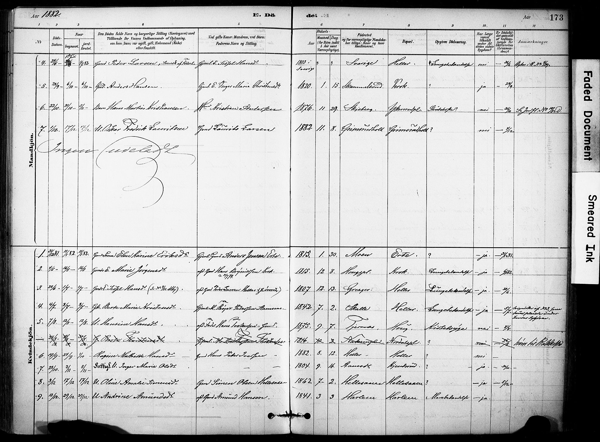 Rakkestad prestekontor Kirkebøker, AV/SAO-A-2008/F/Fb/L0001: Parish register (official) no. II 1, 1878-1899, p. 173