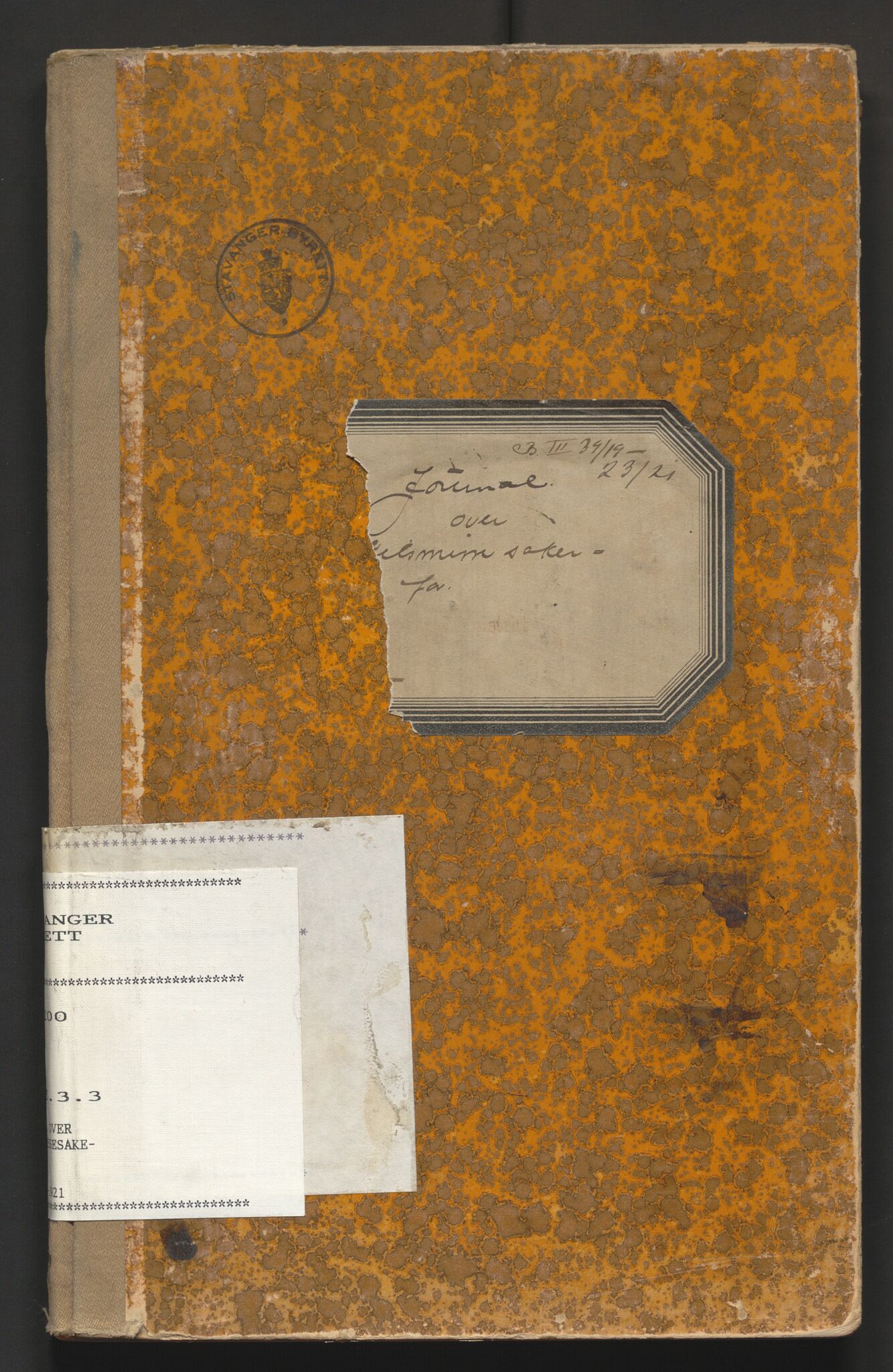 Stavanger byrett, AV/SAST-A-100455/001/3/320/3200B/L0001: Journal for skilsmissesaker, 1919-1921