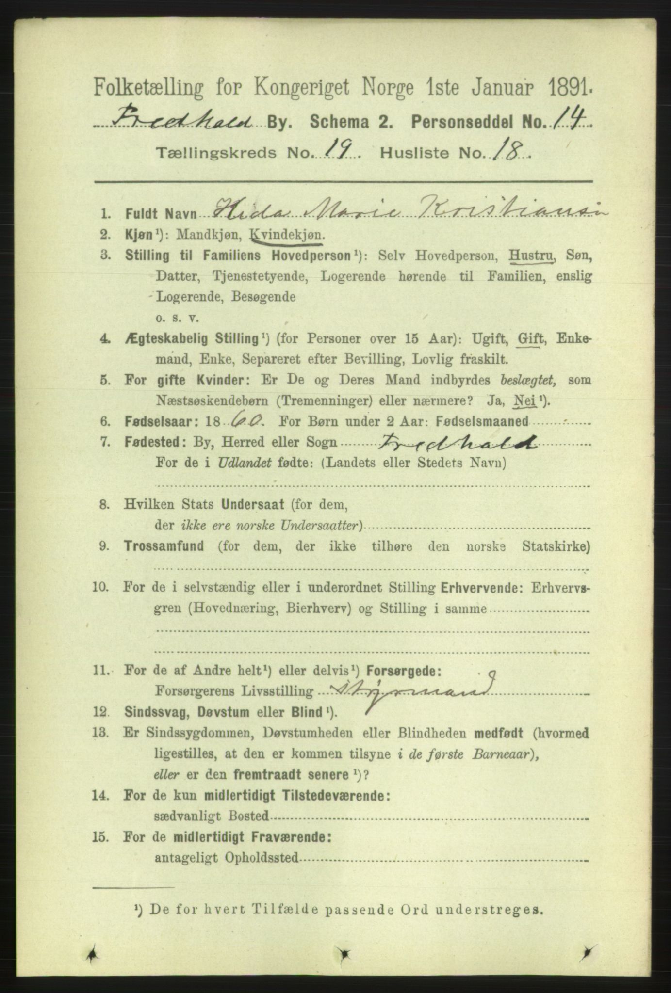 RA, 1891 census for 0101 Fredrikshald, 1891, p. 12178