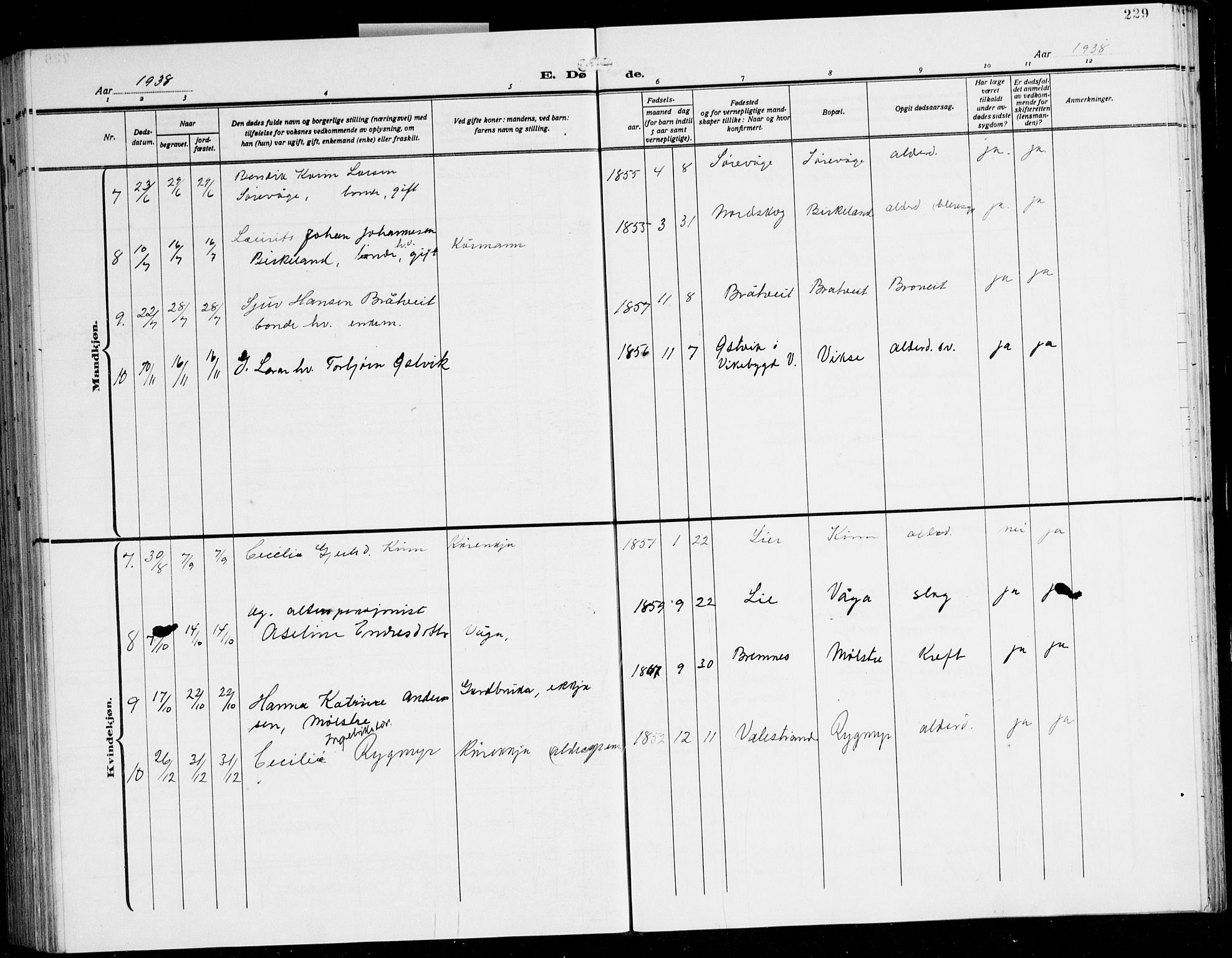 Sveio Sokneprestembete, AV/SAB-A-78501/H/Hab: Parish register (copy) no. A 6, 1927-1945, p. 229