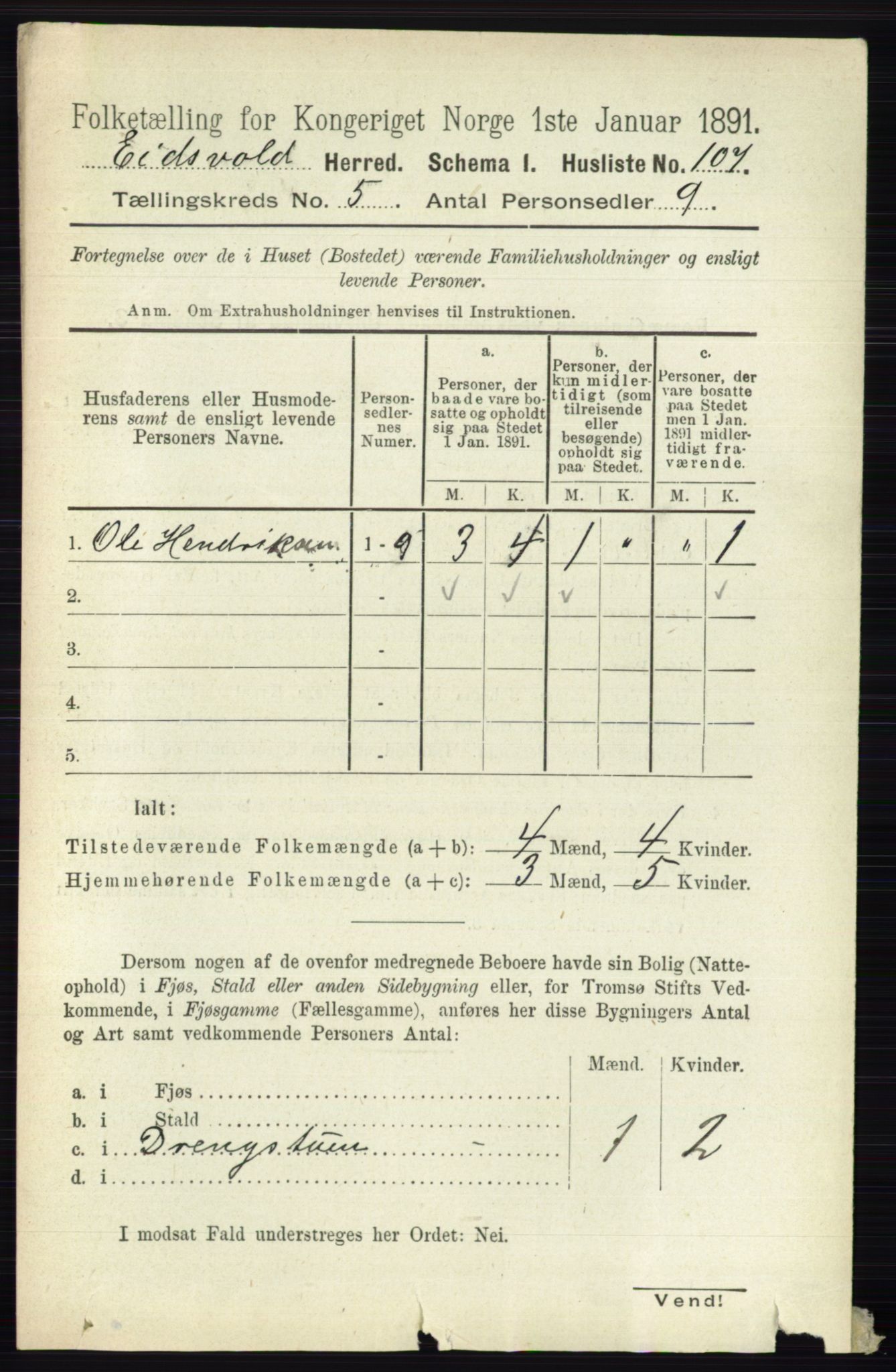 RA, 1891 census for 0237 Eidsvoll, 1891, p. 2741