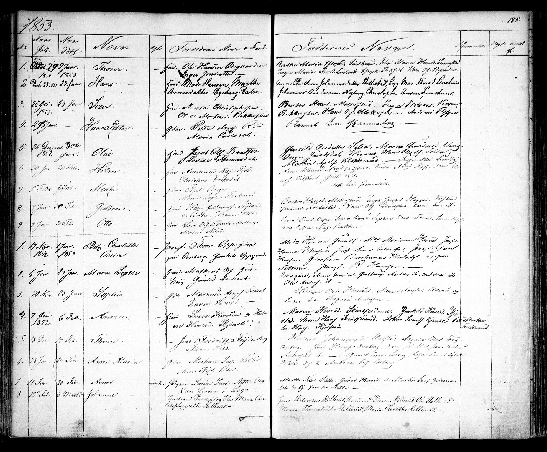 Enebakk prestekontor Kirkebøker, SAO/A-10171c/F/Fa/L0009: Parish register (official) no. I 9, 1832-1861, p. 185