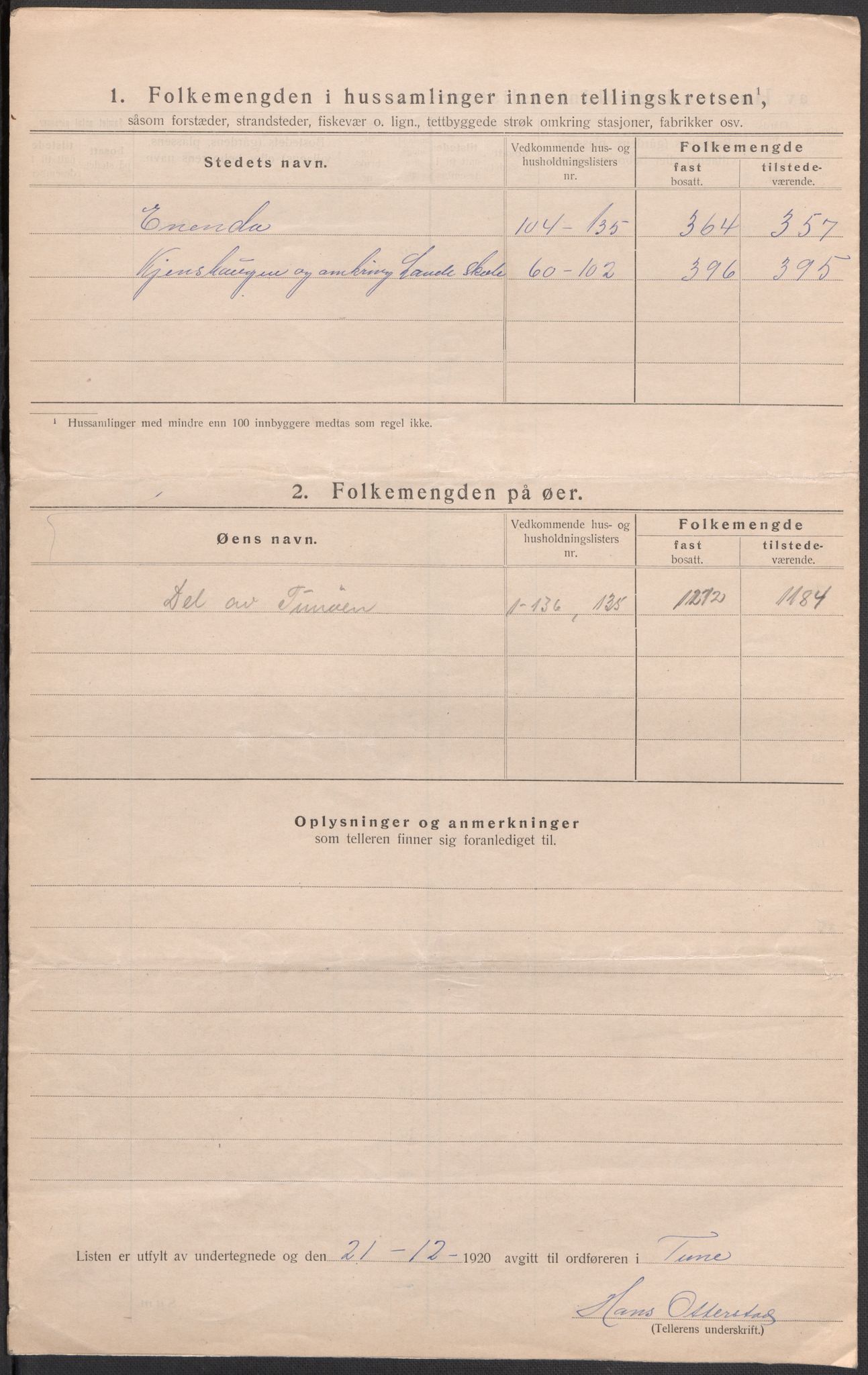 SAO, 1920 census for Tune, 1920, p. 32