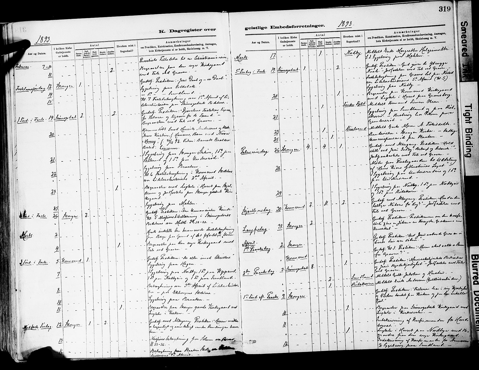 Strømsgodset kirkebøker, AV/SAKO-A-324/F/Fa/L0001: Parish register (official) no. 1, 1885-1909, p. 319