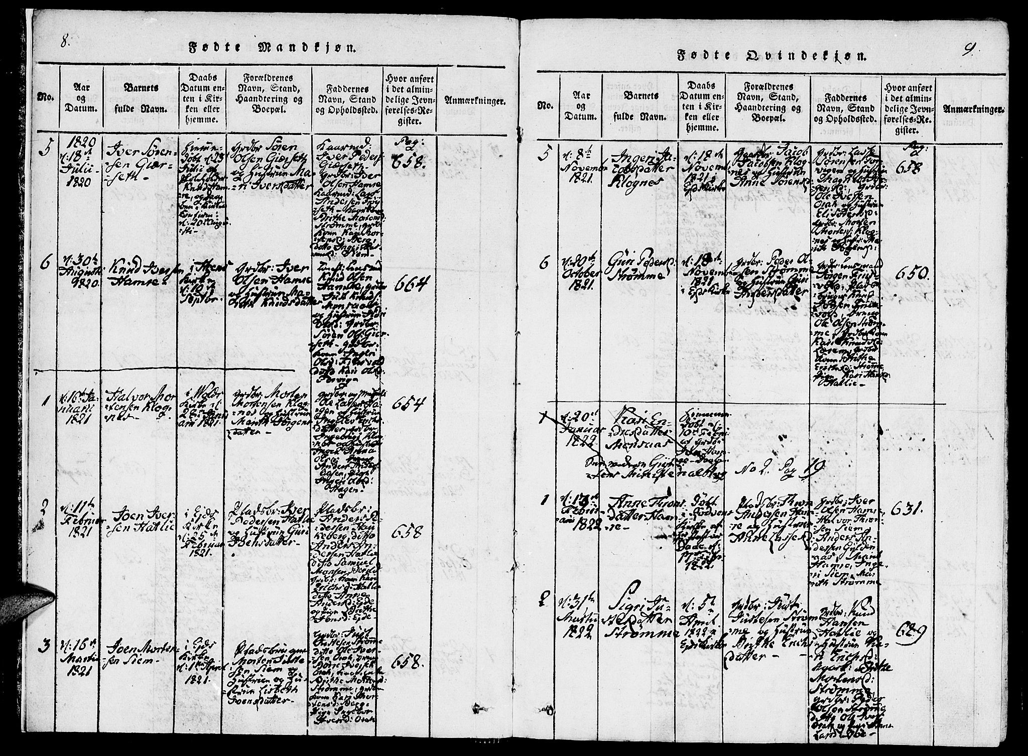 Ministerialprotokoller, klokkerbøker og fødselsregistre - Møre og Romsdal, SAT/A-1454/542/L0551: Parish register (official) no. 542A01, 1818-1853, p. 8-9