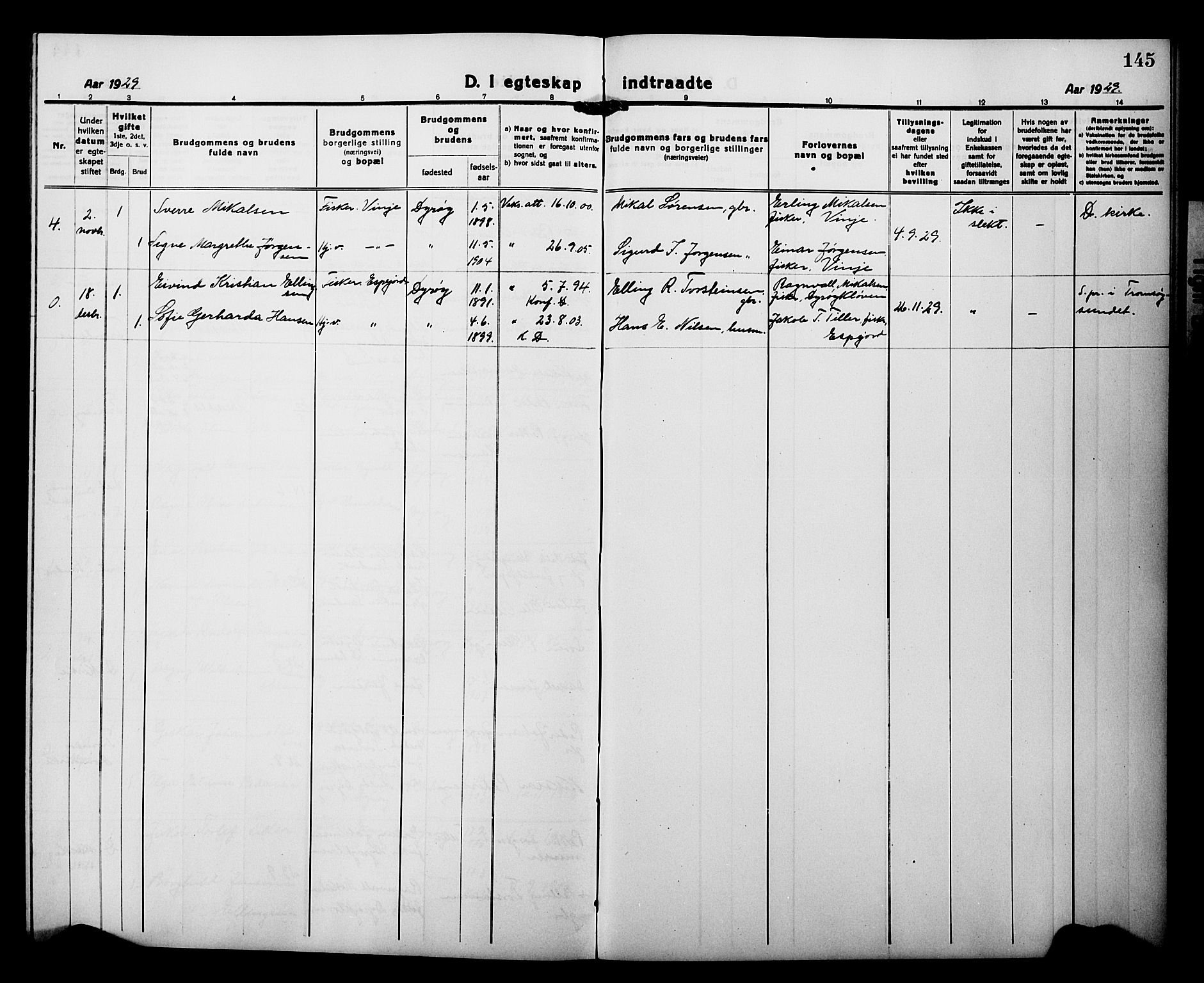 Tranøy sokneprestkontor, AV/SATØ-S-1313/I/Ia/Iab/L0015klokker: Parish register (copy) no. 15, 1918-1930, p. 145