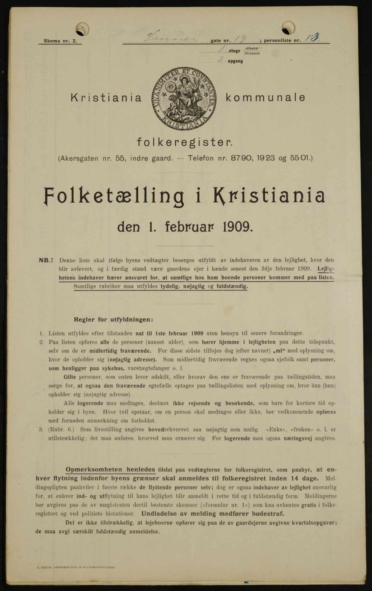 OBA, Municipal Census 1909 for Kristiania, 1909, p. 80655