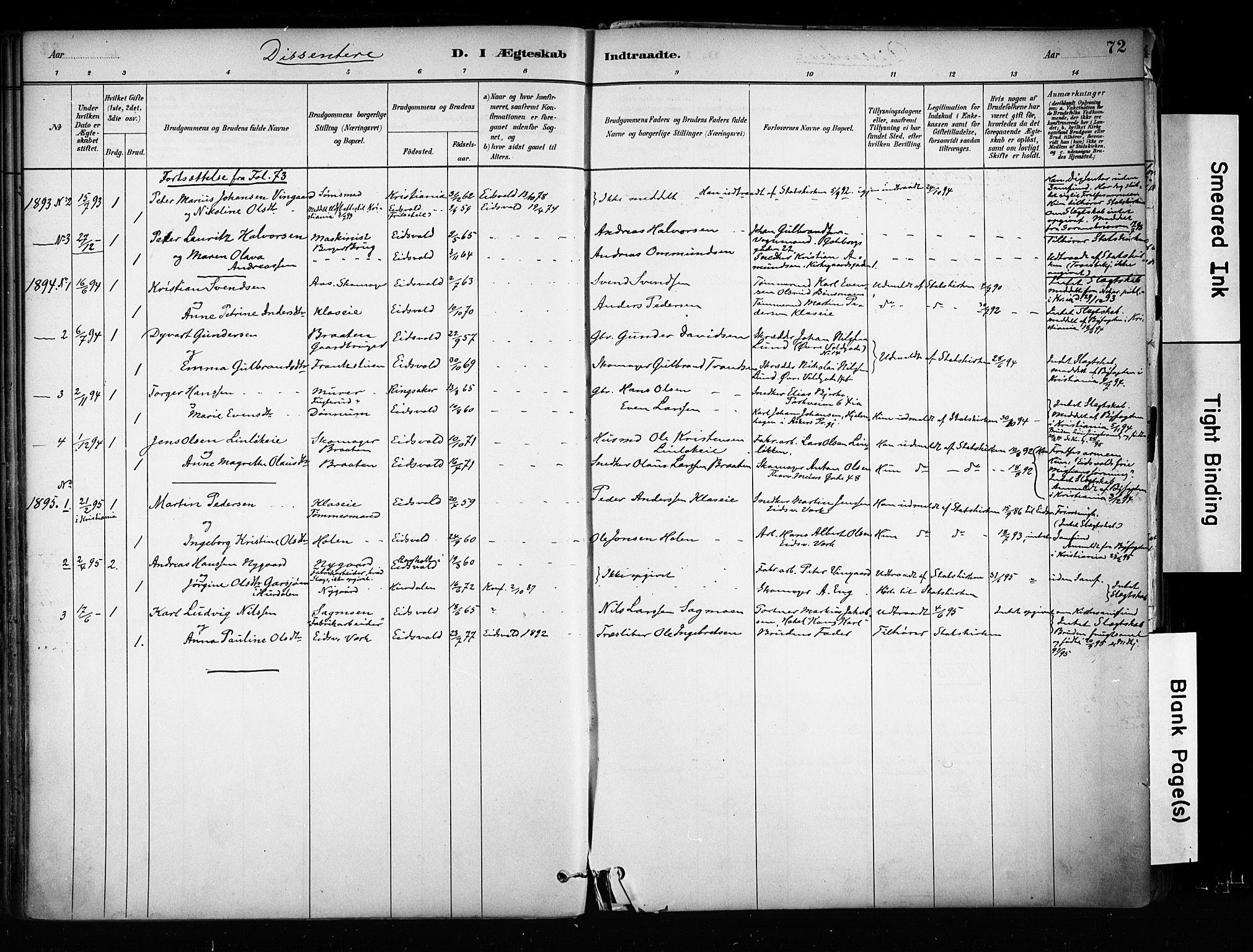 Eidsvoll prestekontor Kirkebøker, SAO/A-10888/F/Fa/L0003: Parish register (official) no. I 3, 1882-1895, p. 72