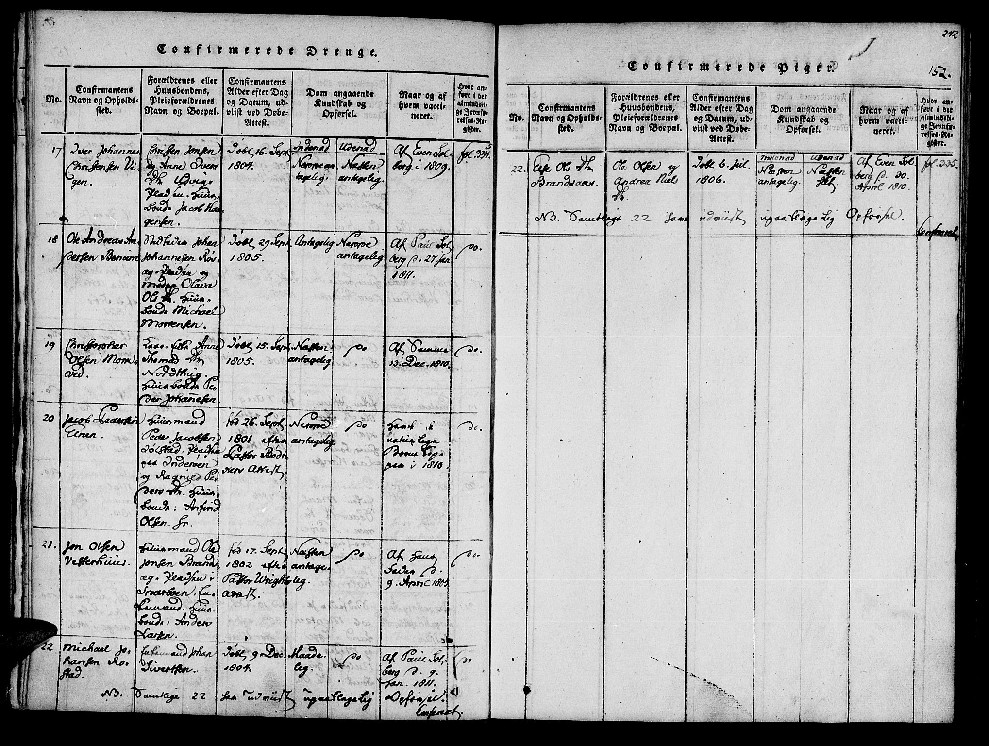 Ministerialprotokoller, klokkerbøker og fødselsregistre - Nord-Trøndelag, SAT/A-1458/741/L0387: Parish register (official) no. 741A03 /1, 1817-1822, p. 152