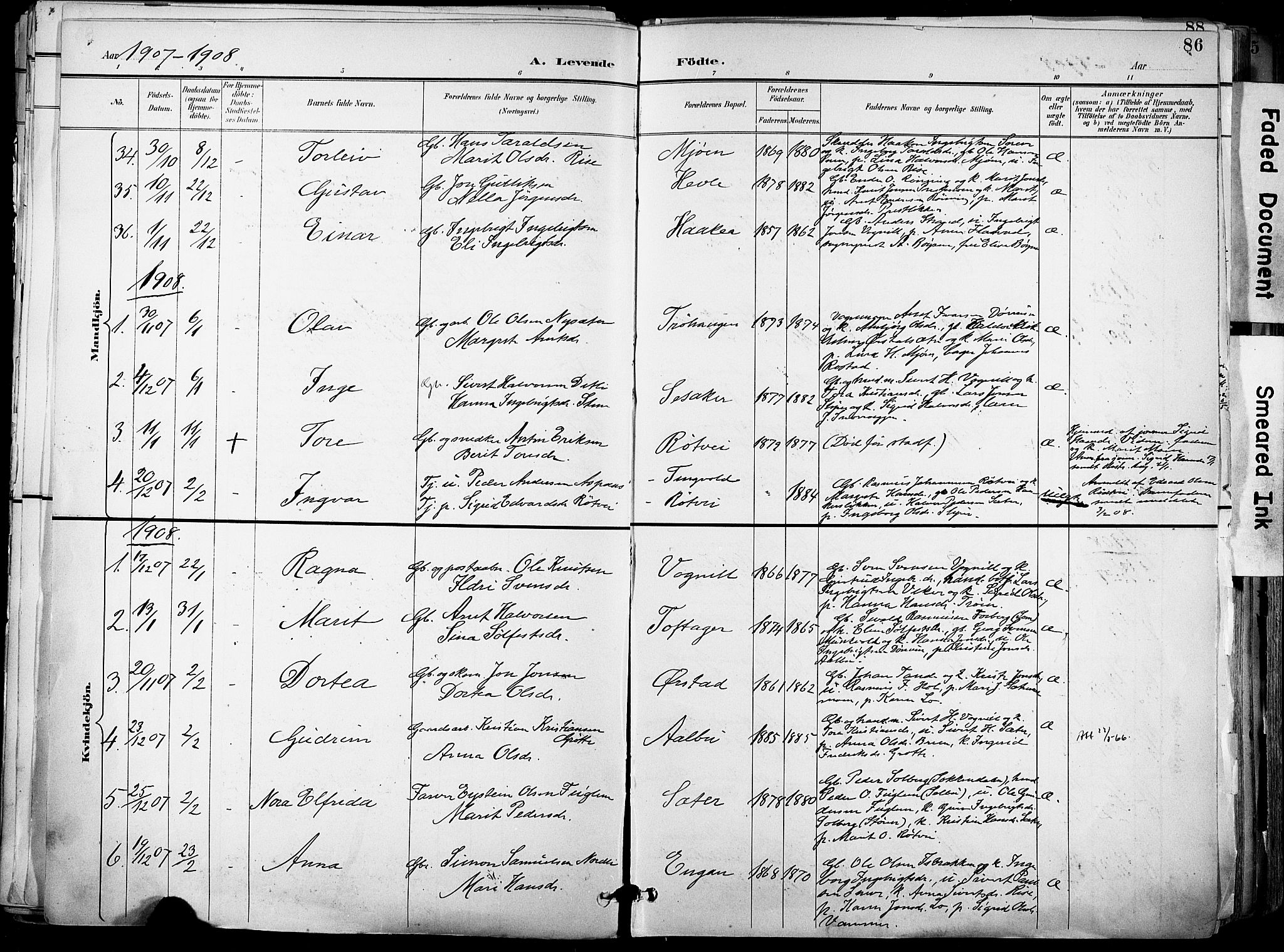 Ministerialprotokoller, klokkerbøker og fødselsregistre - Sør-Trøndelag, SAT/A-1456/678/L0902: Parish register (official) no. 678A11, 1895-1911, p. 86