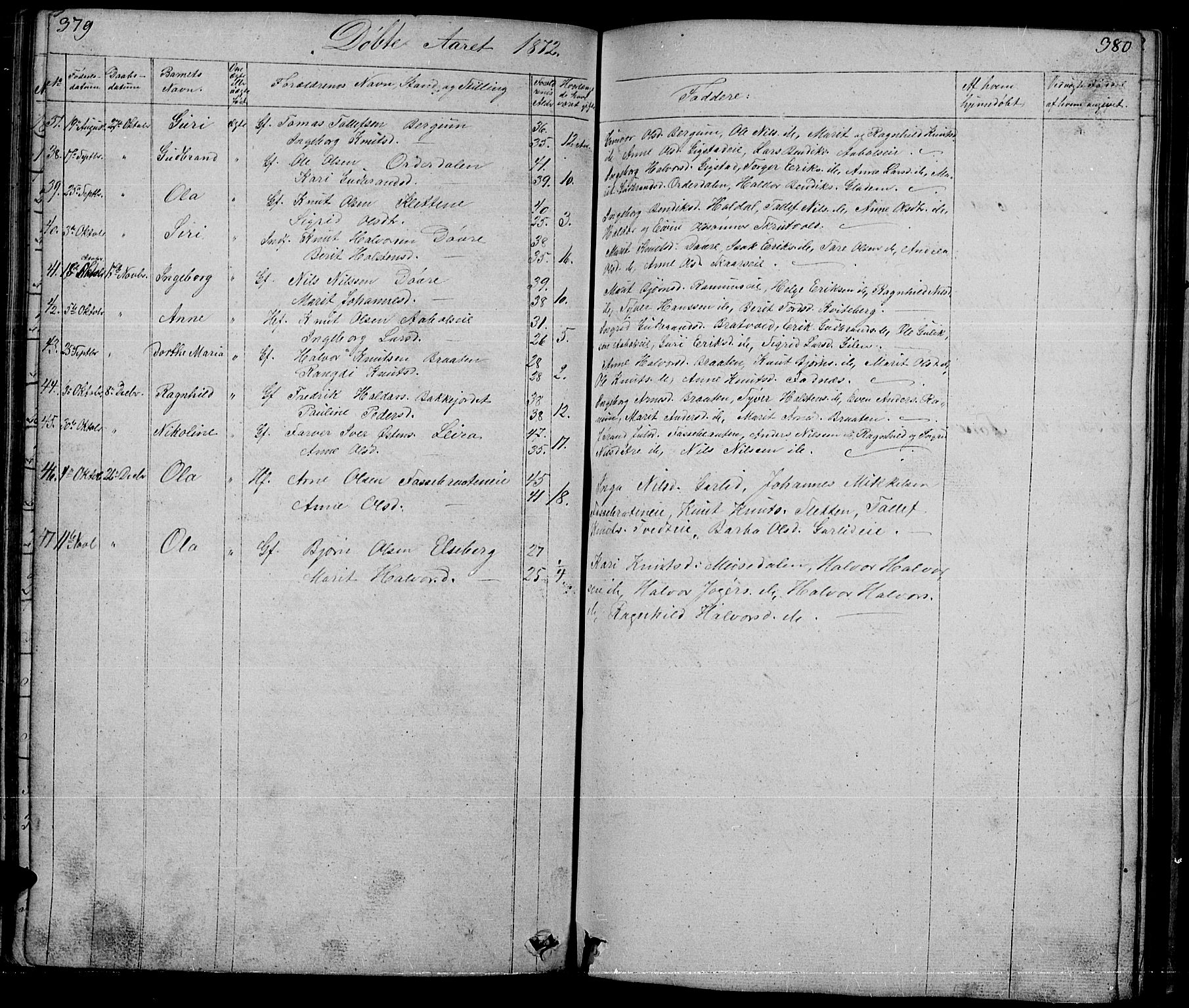 Nord-Aurdal prestekontor, AV/SAH-PREST-132/H/Ha/Hab/L0001: Parish register (copy) no. 1, 1834-1887, p. 379-380