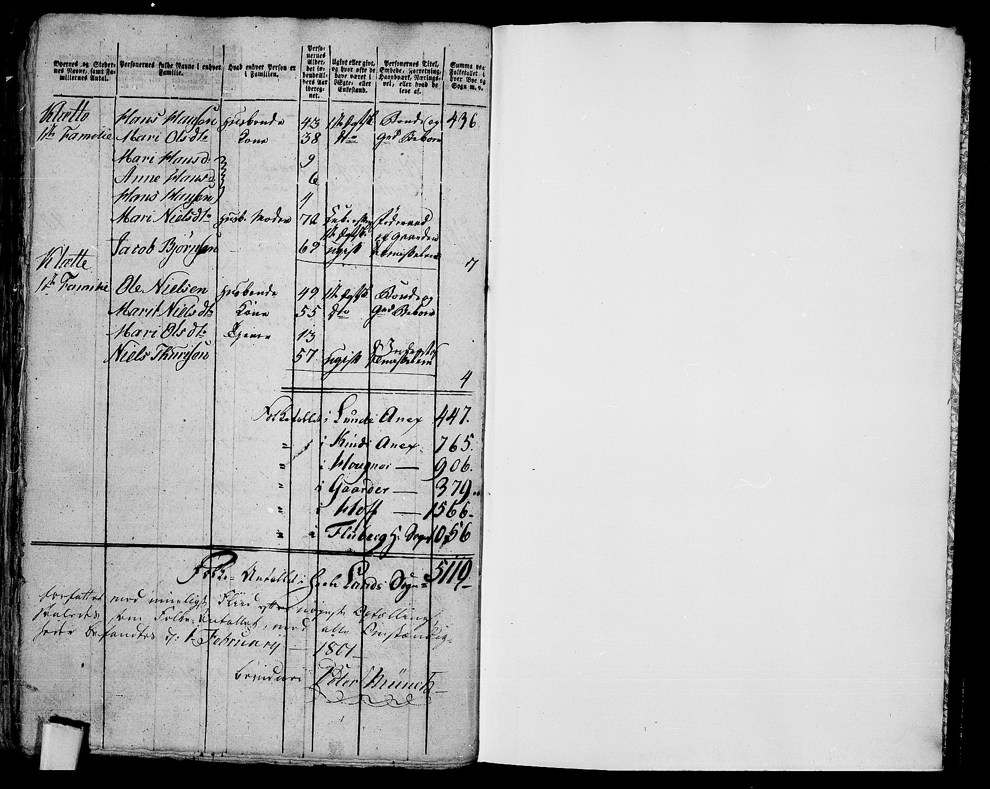 RA, 1801 census for 0536P Land, 1801, p. 849b