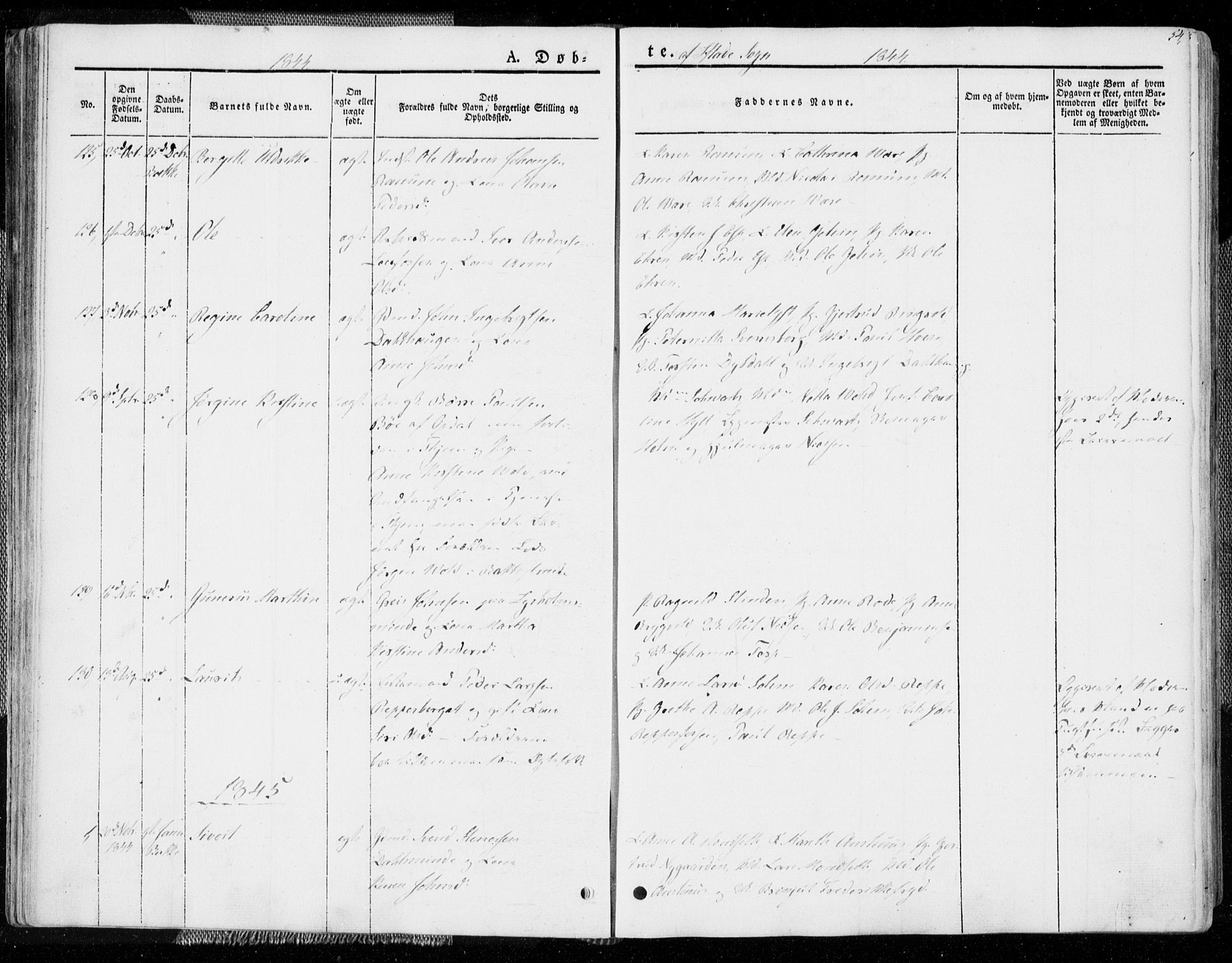 Ministerialprotokoller, klokkerbøker og fødselsregistre - Sør-Trøndelag, AV/SAT-A-1456/606/L0290: Parish register (official) no. 606A05, 1841-1847, p. 54