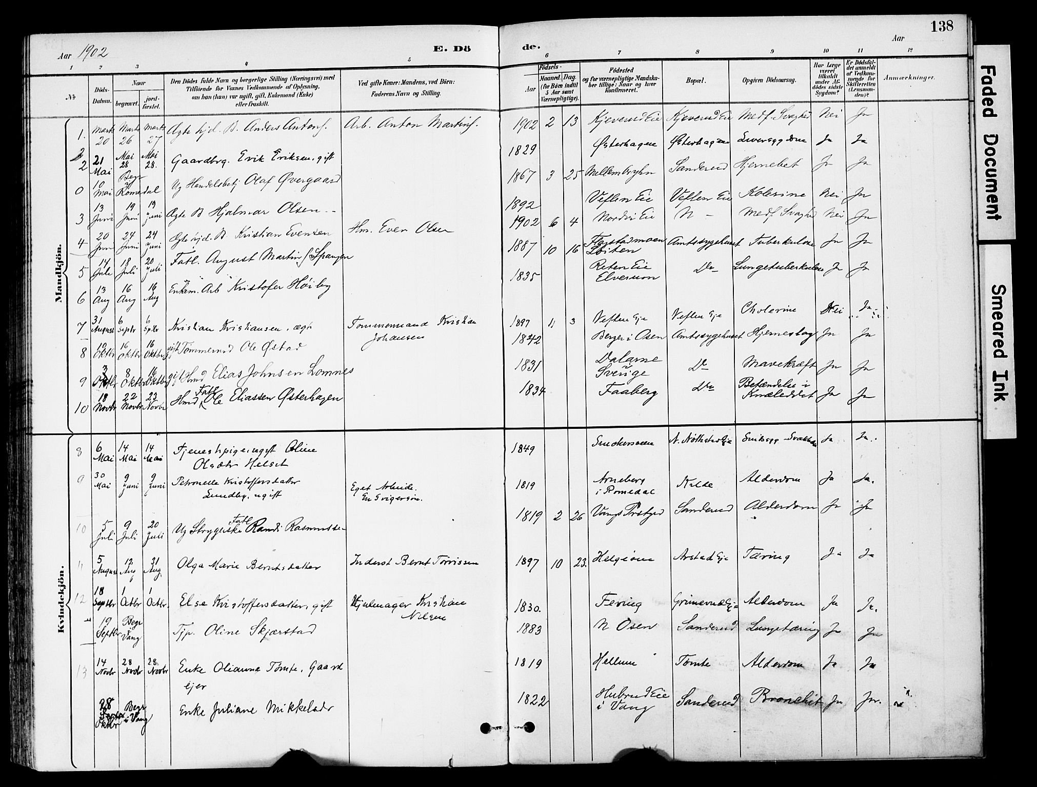 Stange prestekontor, AV/SAH-PREST-002/K/L0021: Parish register (official) no. 21, 1891-1902, p. 138