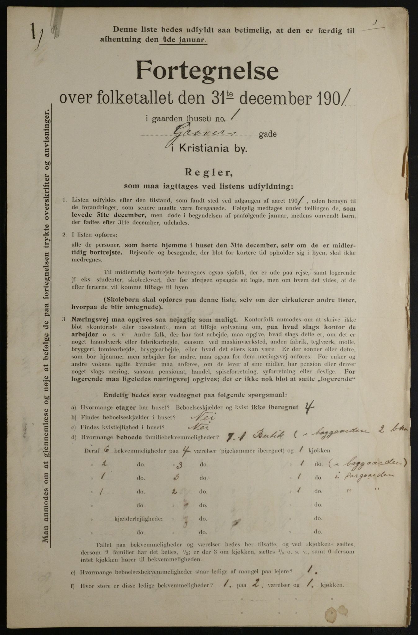 OBA, Municipal Census 1901 for Kristiania, 1901, p. 4726