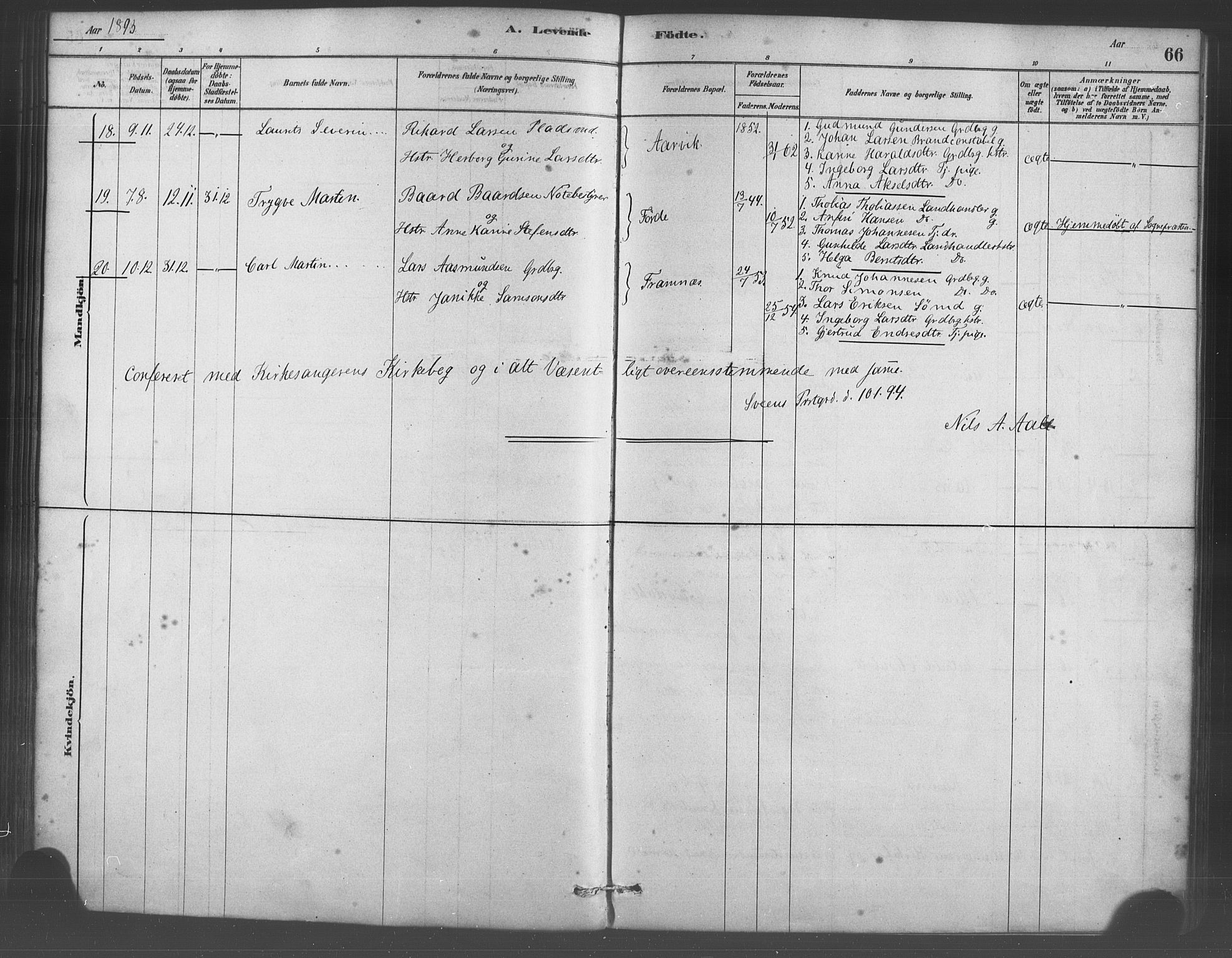 Sveio Sokneprestembete, SAB/A-78501/H/Haa: Parish register (official) no. D 1, 1878-1894, p. 66