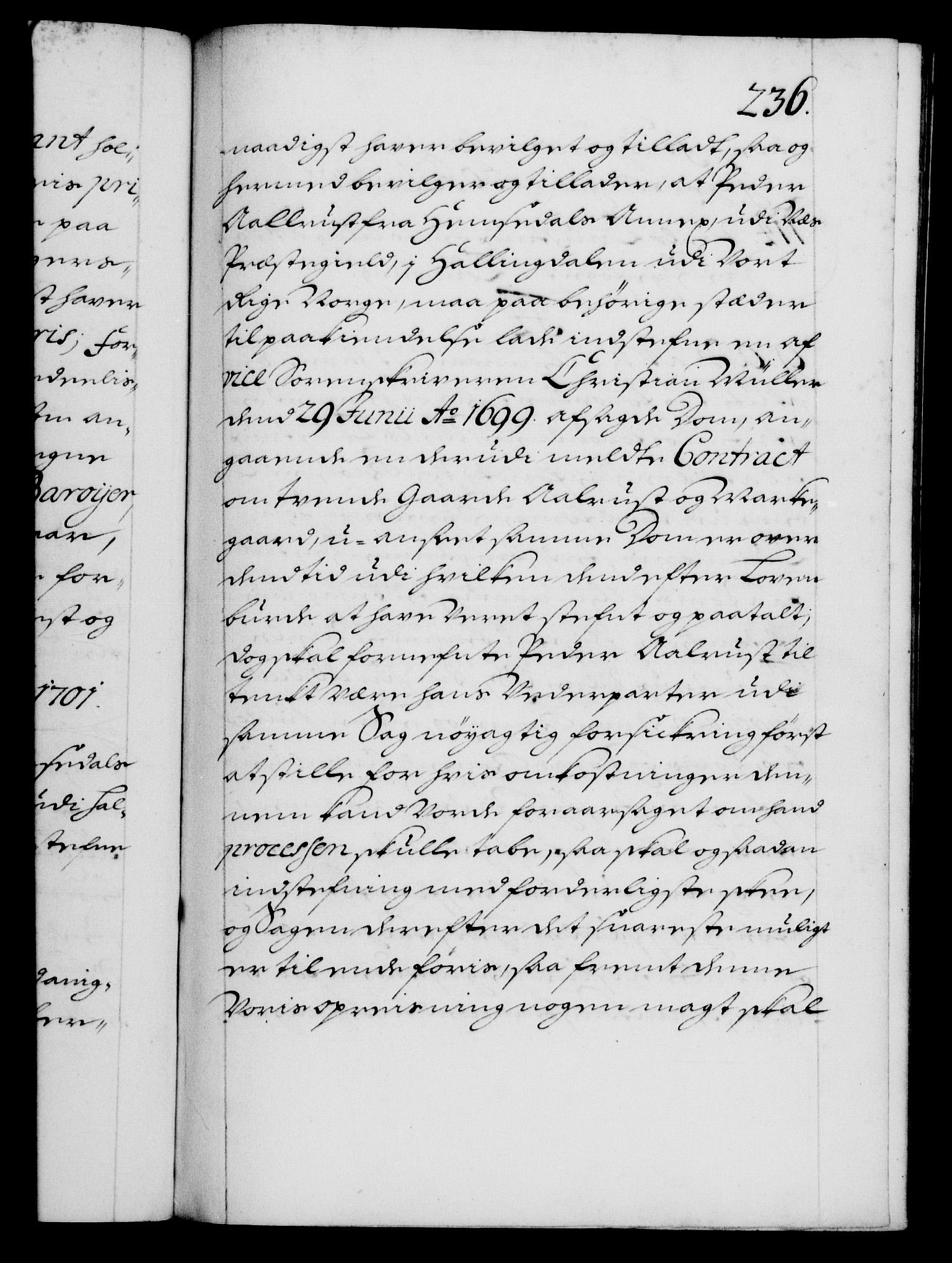 Danske Kanselli 1572-1799, RA/EA-3023/F/Fc/Fca/Fcaa/L0018: Norske registre, 1699-1703, p. 236a