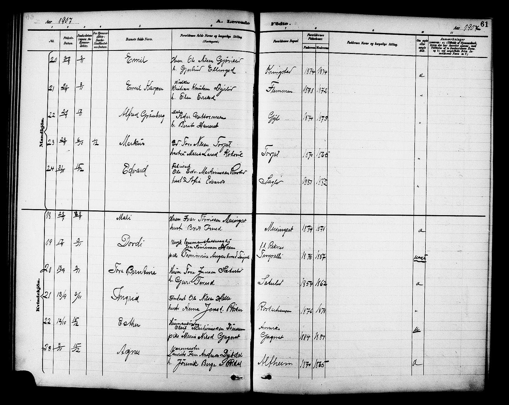 Ministerialprotokoller, klokkerbøker og fødselsregistre - Møre og Romsdal, AV/SAT-A-1454/586/L0992: Parish register (copy) no. 586C03, 1892-1909, p. 61