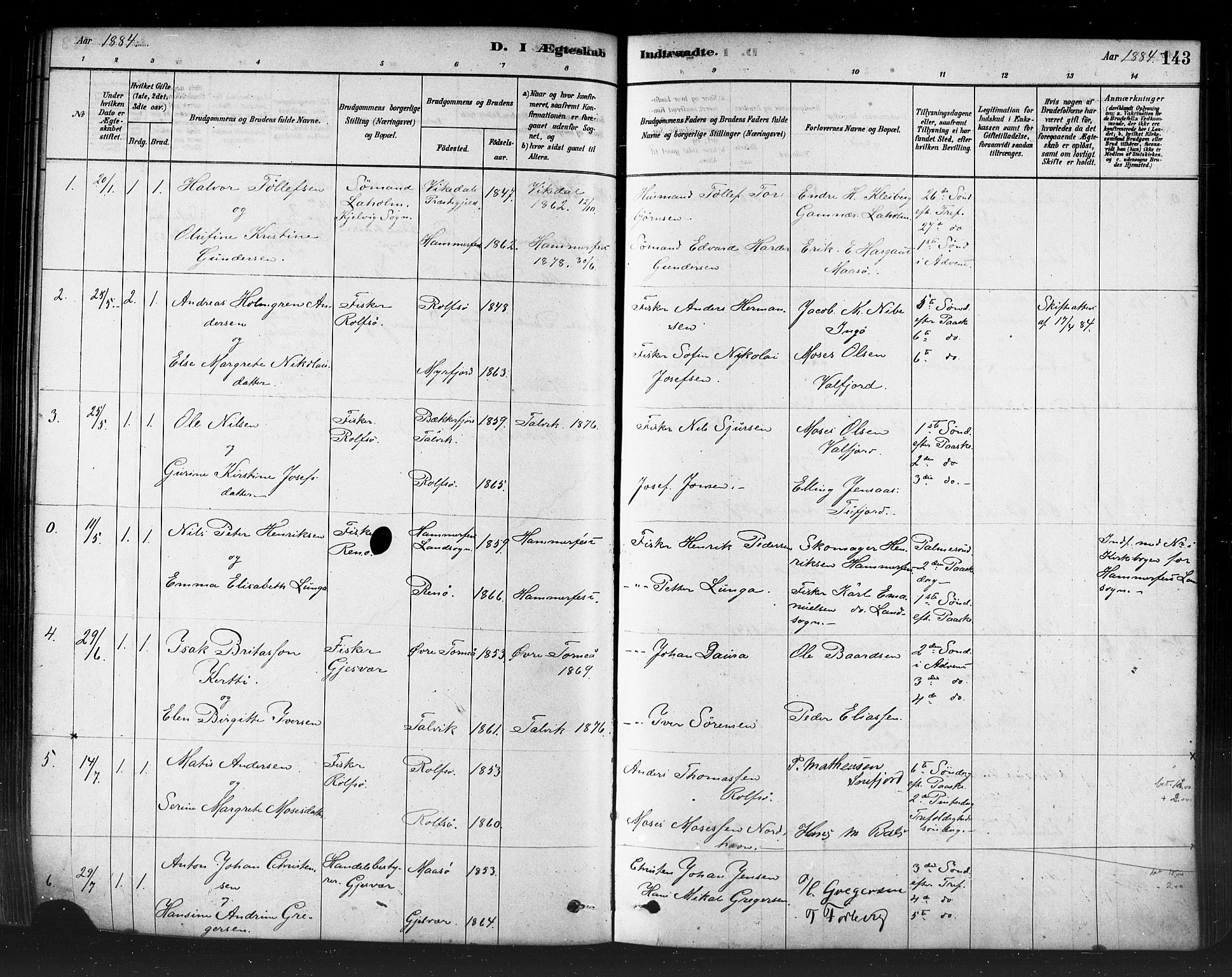 Måsøy sokneprestkontor, SATØ/S-1348/H/Ha/L0004kirke: Parish register (official) no. 4, 1878-1891, p. 143