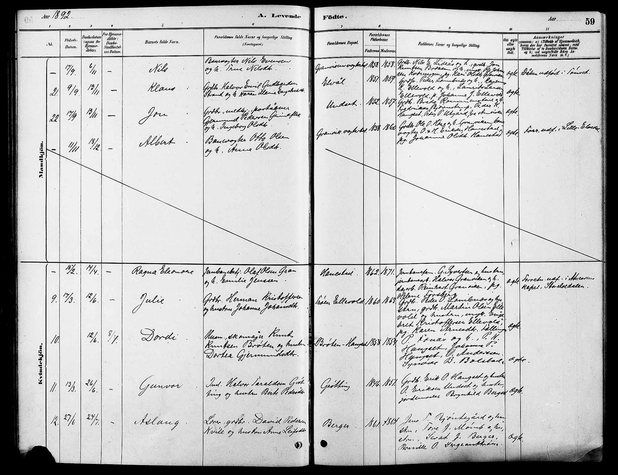 Rendalen prestekontor, AV/SAH-PREST-054/H/Ha/Hab/L0003: Parish register (copy) no. 3, 1879-1904, p. 59