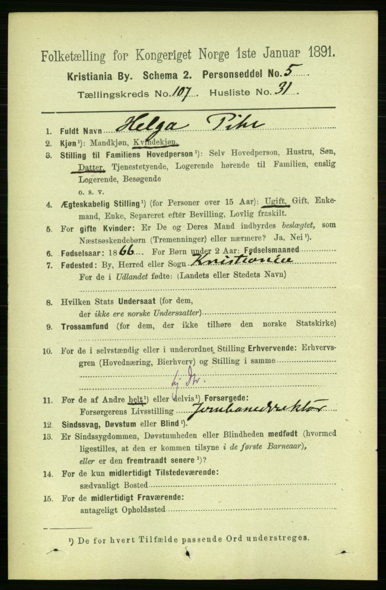 RA, 1891 census for 0301 Kristiania, 1891, p. 55109