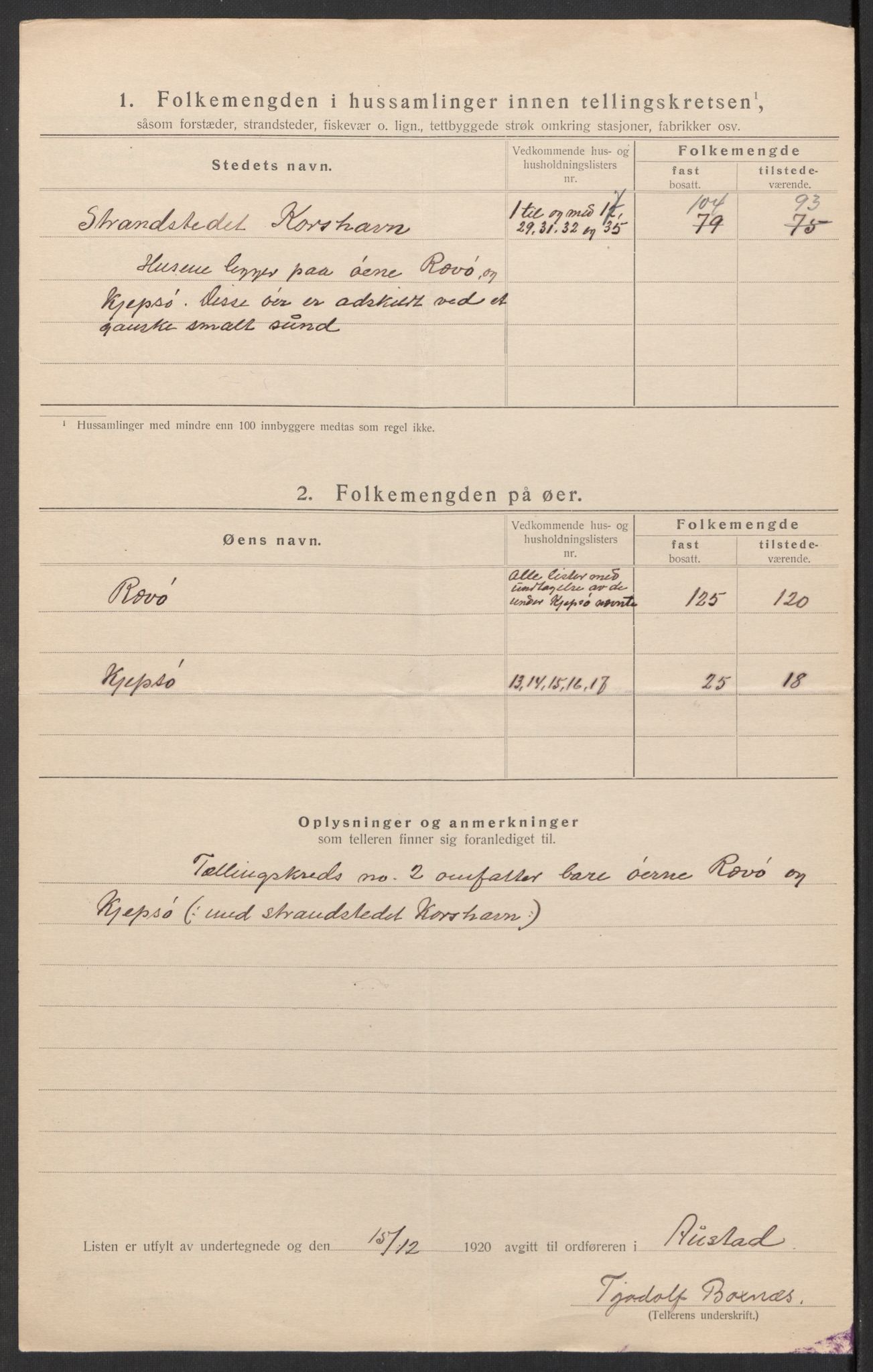 SAK, 1920 census for Austad, 1920, p. 16