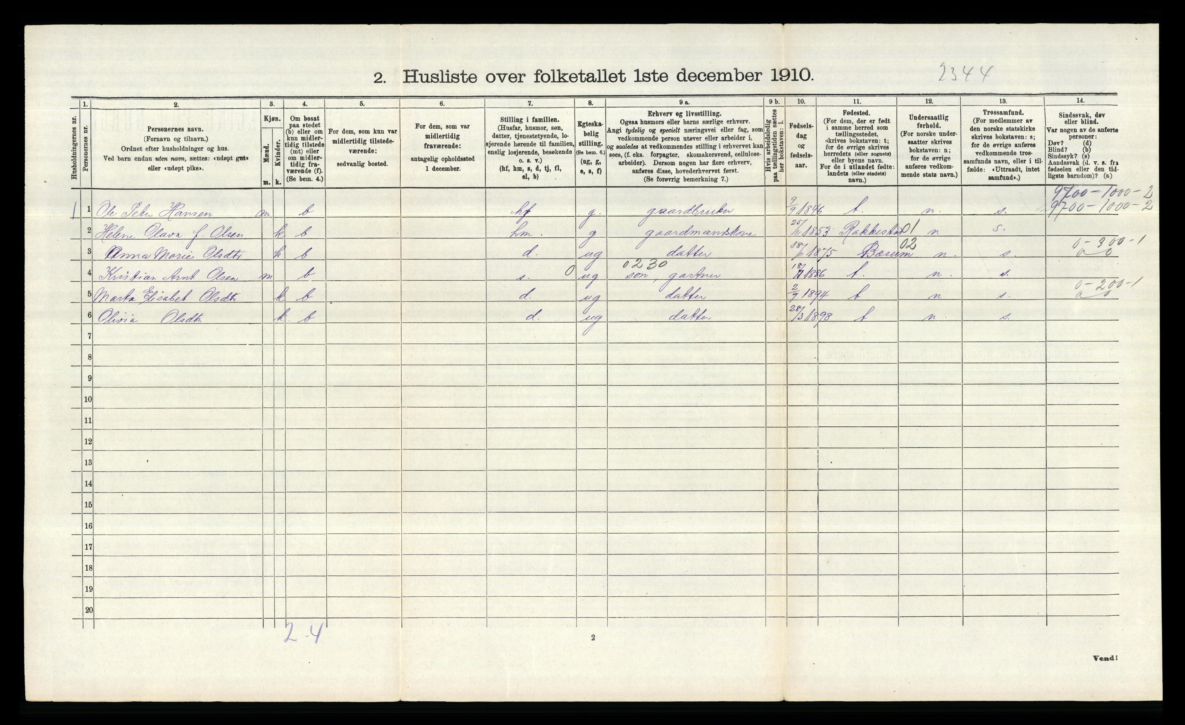 RA, 1910 census for Borge, 1910, p. 1609