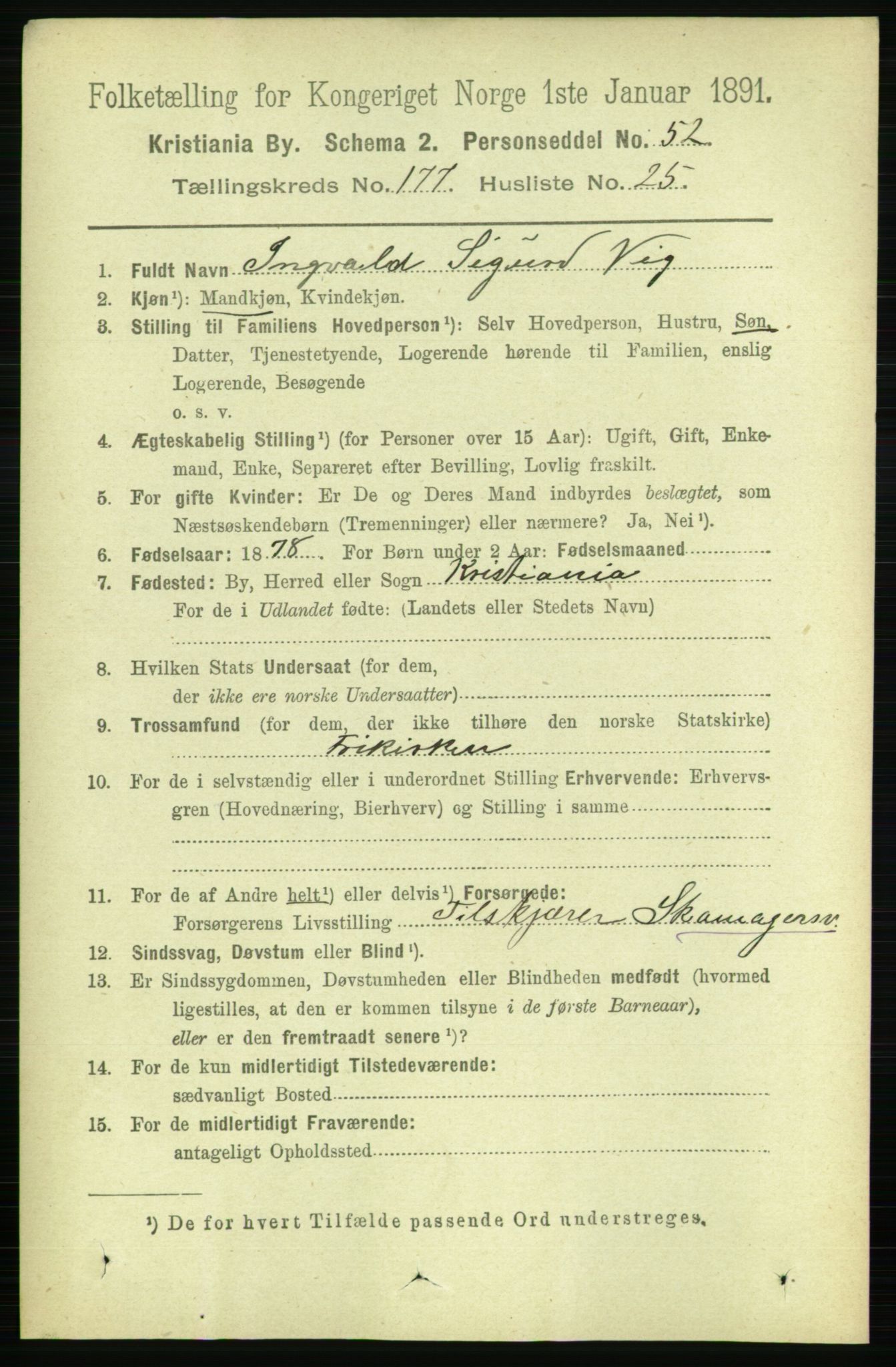 RA, 1891 census for 0301 Kristiania, 1891, p. 106950