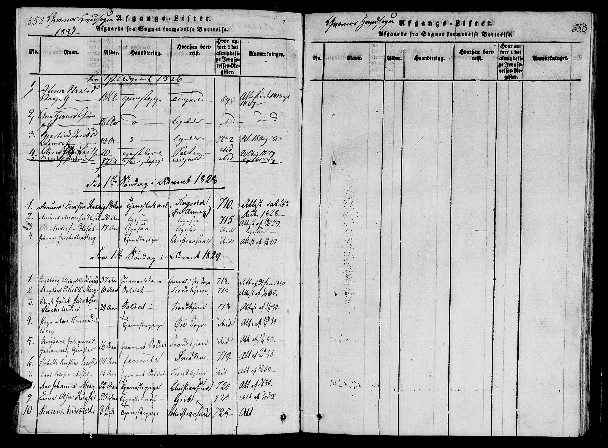 Ministerialprotokoller, klokkerbøker og fødselsregistre - Møre og Romsdal, AV/SAT-A-1454/568/L0800: Parish register (official) no. 568A09 /1, 1819-1830, p. 552-553
