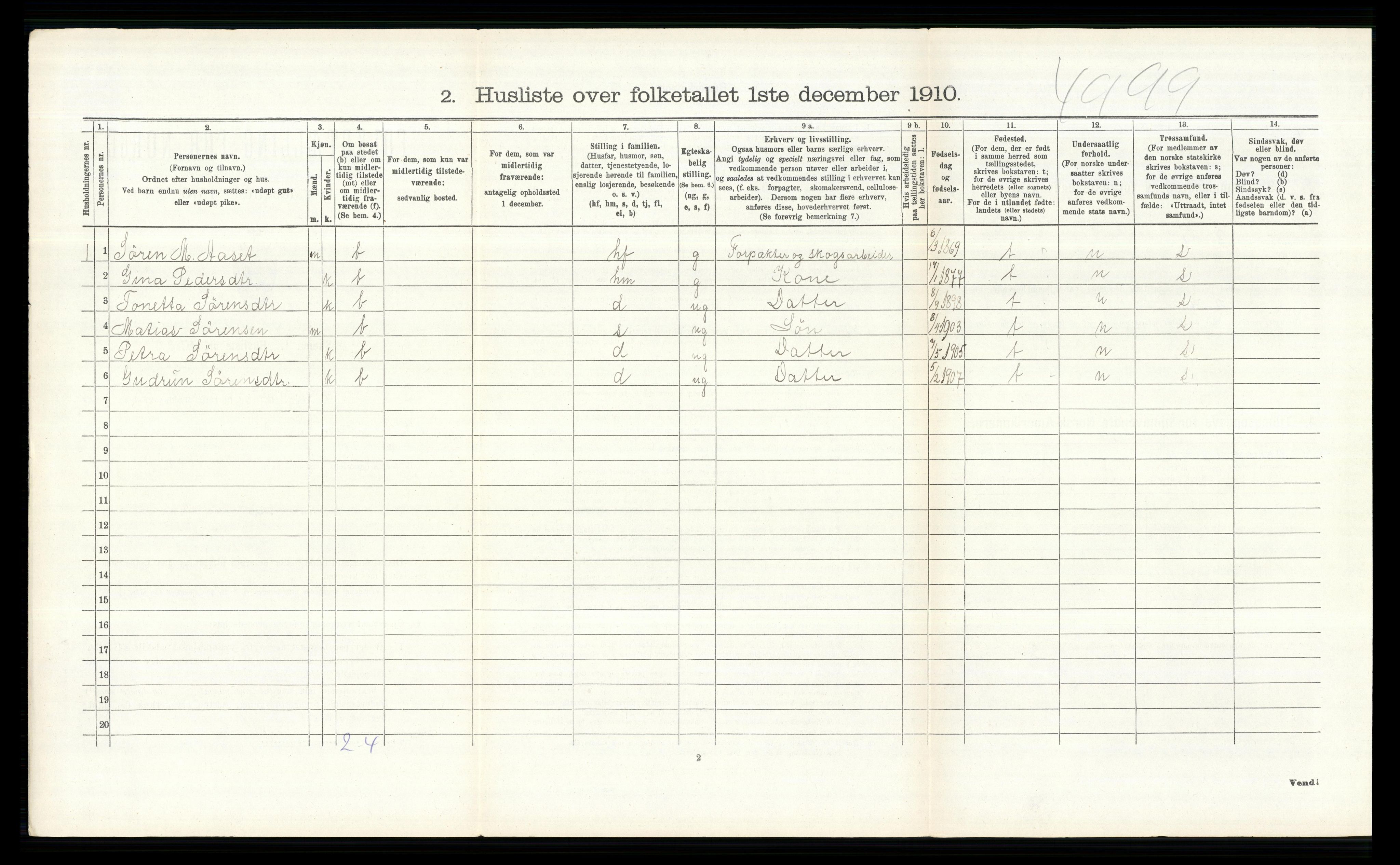 RA, 1910 census for Ringsaker, 1910, p. 1380